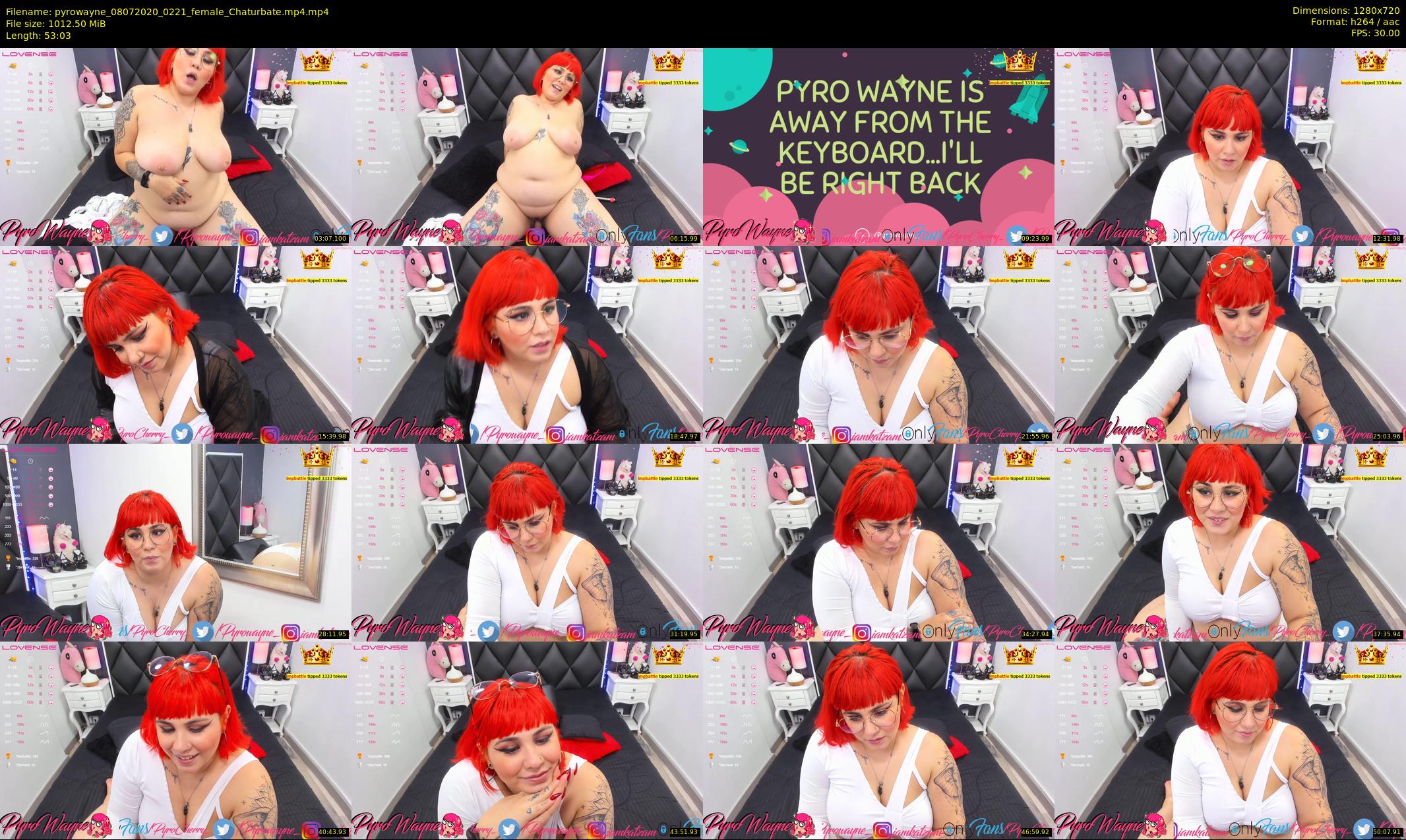 pyrowayne — 54 minute Chaturbate female cam show recording, 720p, Jul 8, 2020