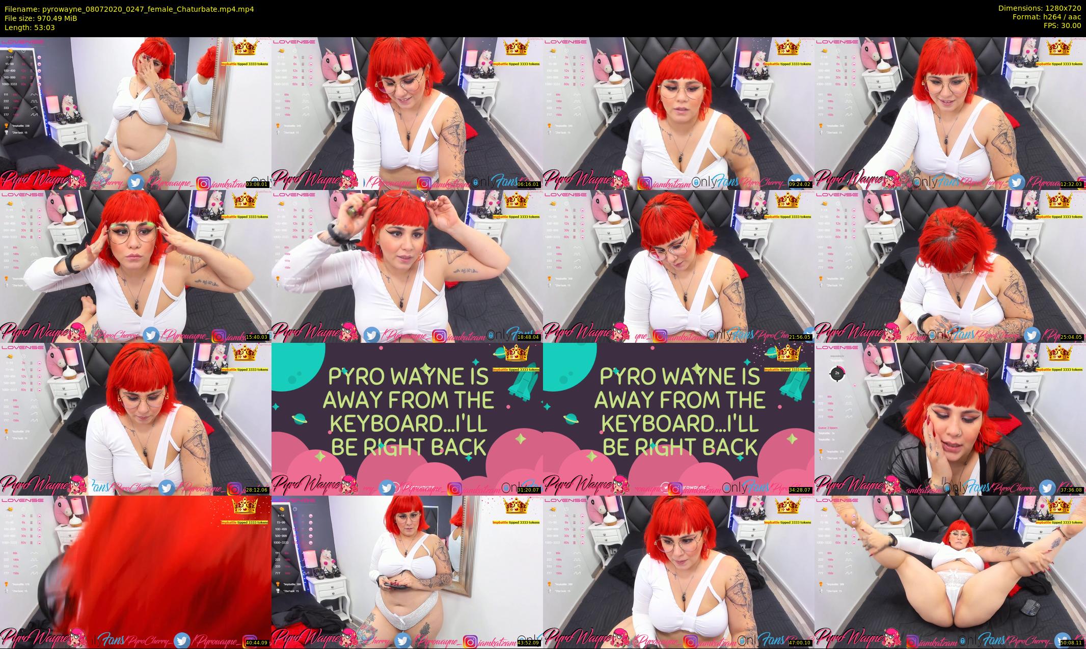 pyrowayne — 54 minute Chaturbate female cam show recording, 720p, Jul 8, 2020