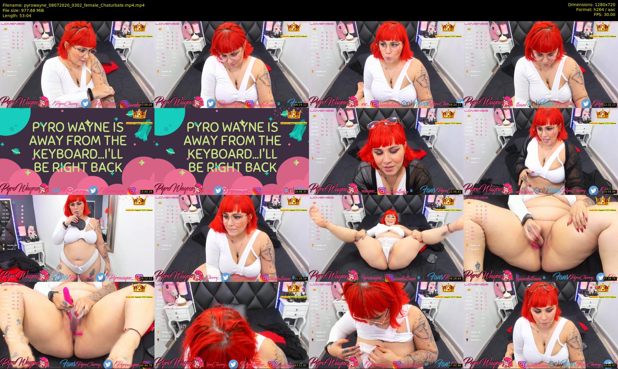pyrowayne — 54 minute Chaturbate female cam show recording, 720p, Jul 8, 2020