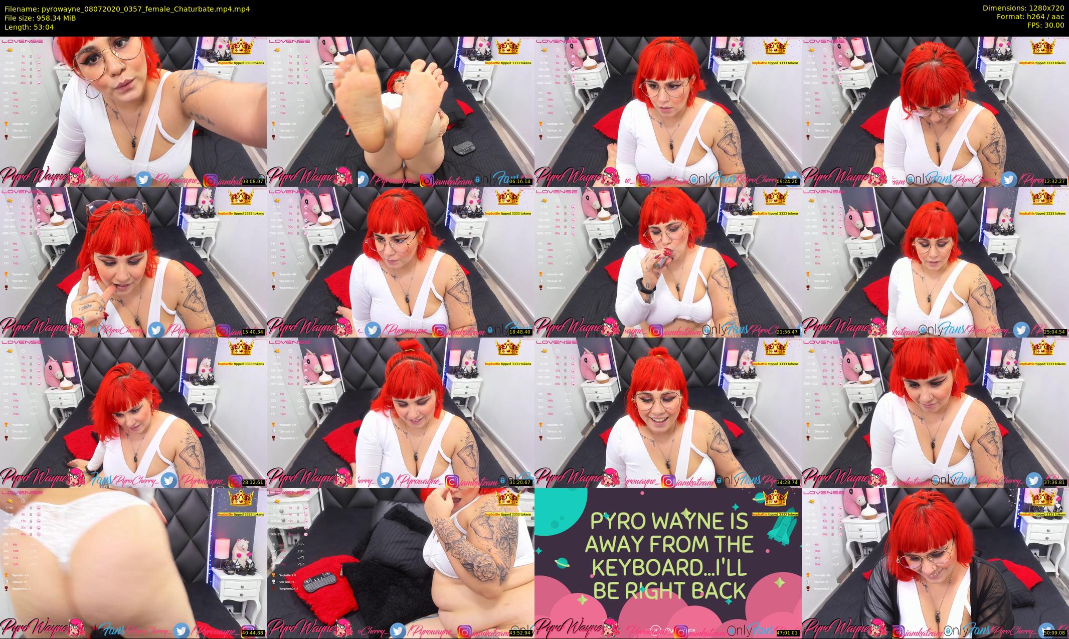 pyrowayne — 54 minute Chaturbate female cam show recording, 720p, Jul 8, 2020