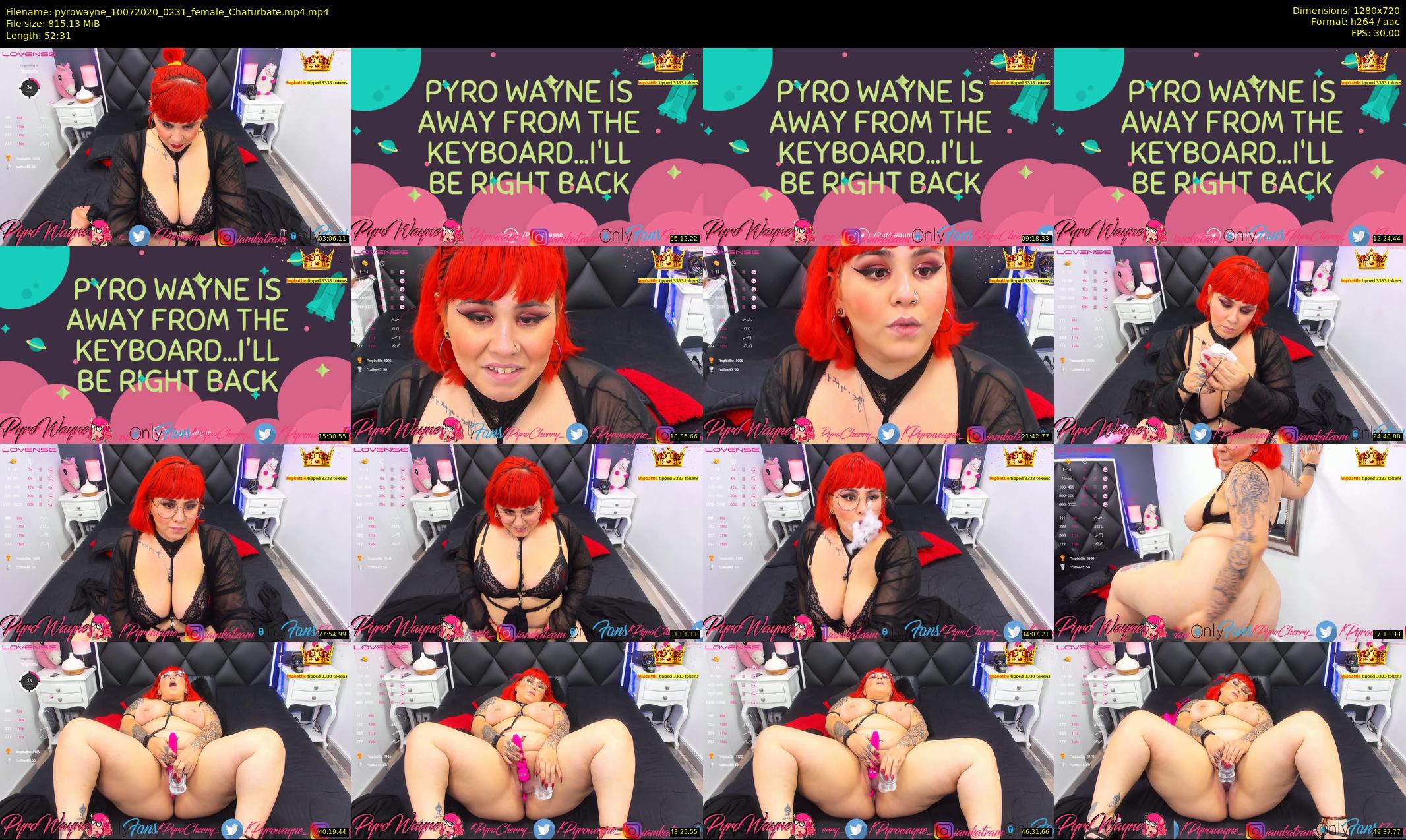 pyrowayne — 53 minute Chaturbate female cam show recording, 720p, Jul 10, 2020