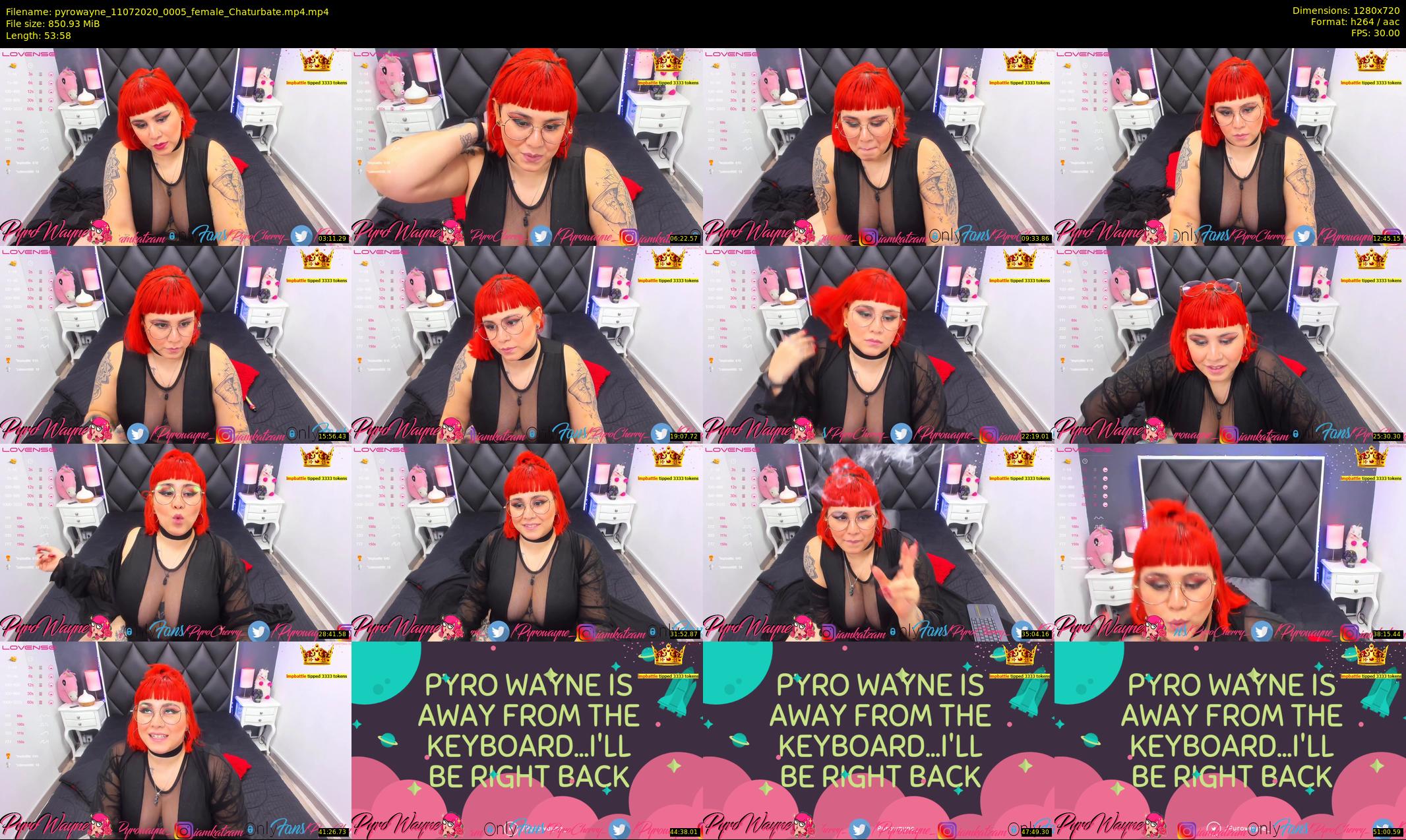 pyrowayne — 54 minute Chaturbate female cam show recording, 720p, Jul 11, 2020
