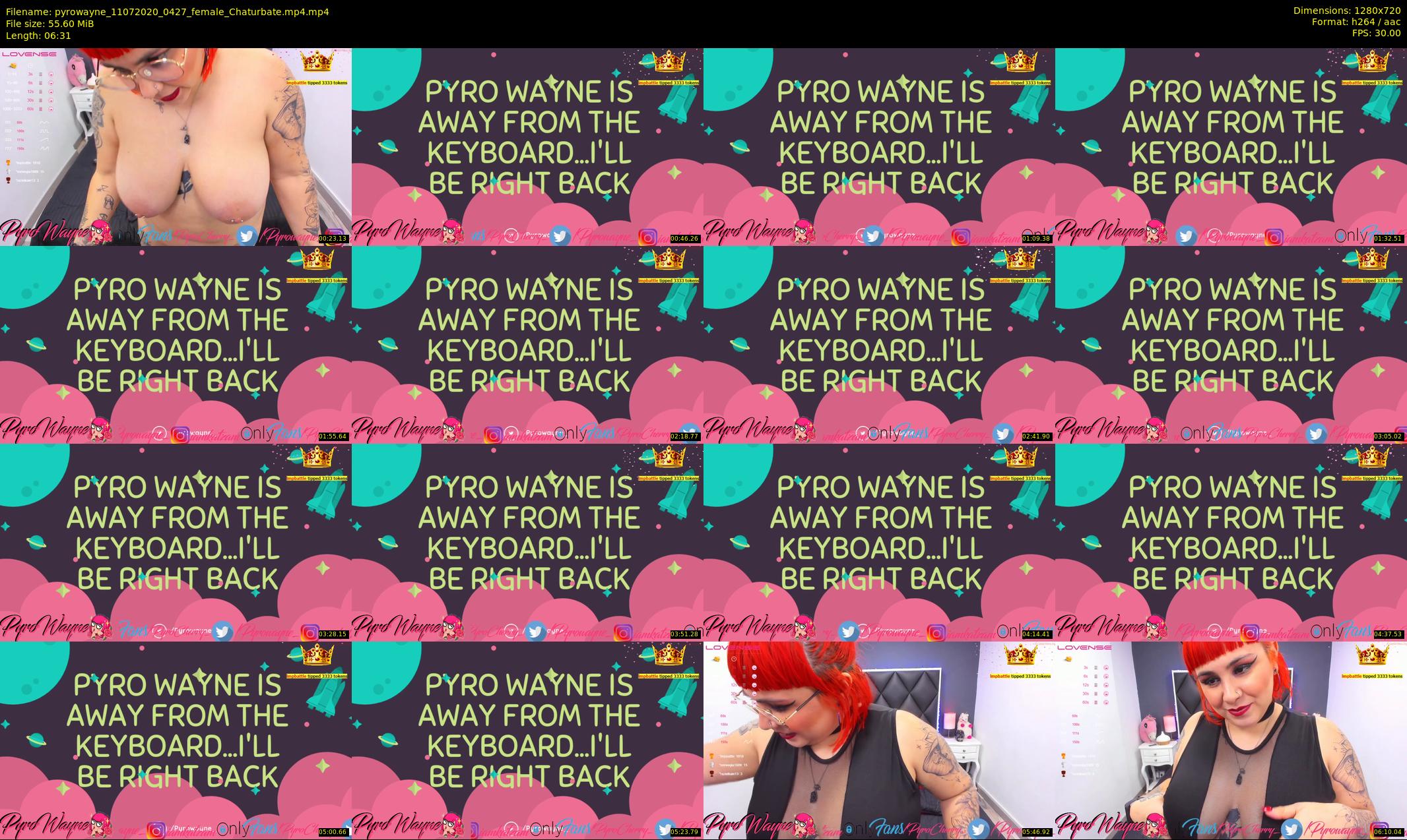 pyrowayne — 7 minute Chaturbate female cam show recording, 720p, Jul 11, 2020