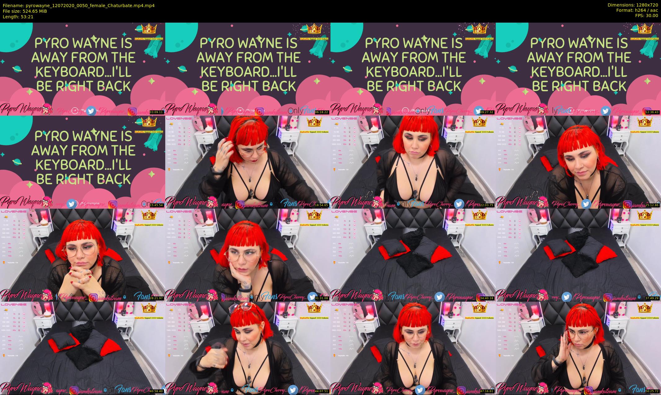 pyrowayne — 54 minute Chaturbate female cam show recording, 720p, Jul 12, 2020
