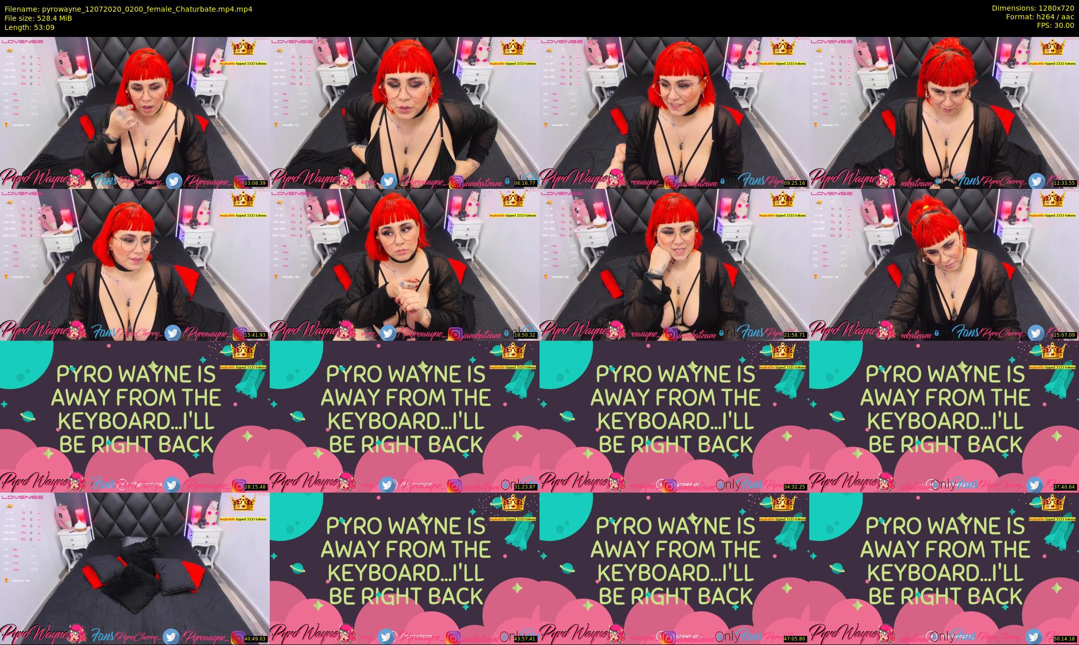 pyrowayne — 54 minute Chaturbate female cam show recording, 720p, Jul 12, 2020