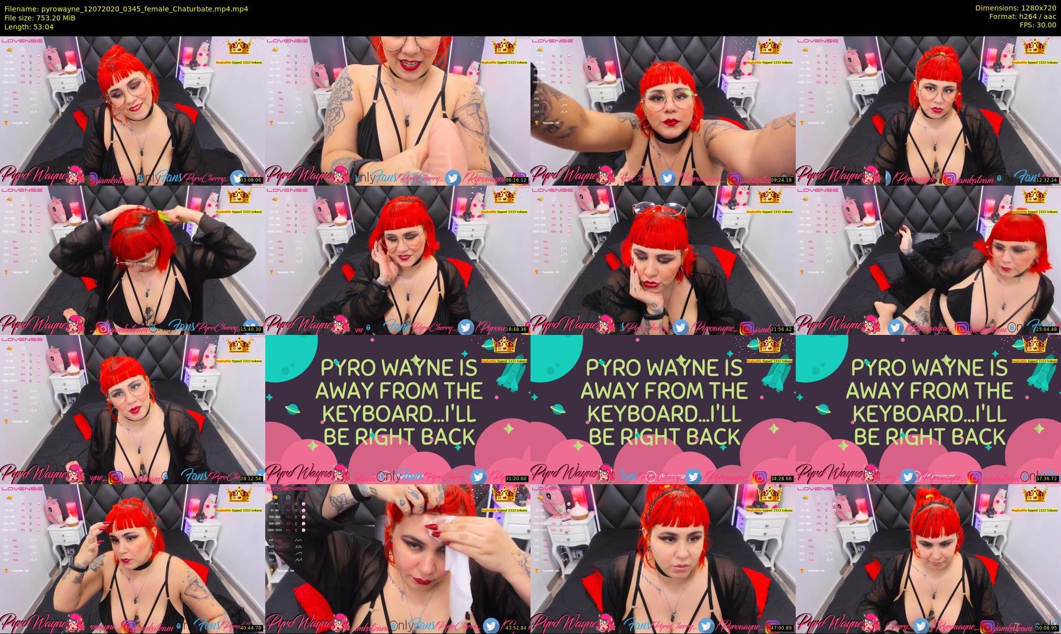 pyrowayne — 54 minute Chaturbate female cam show recording, 720p, Jul 12, 2020