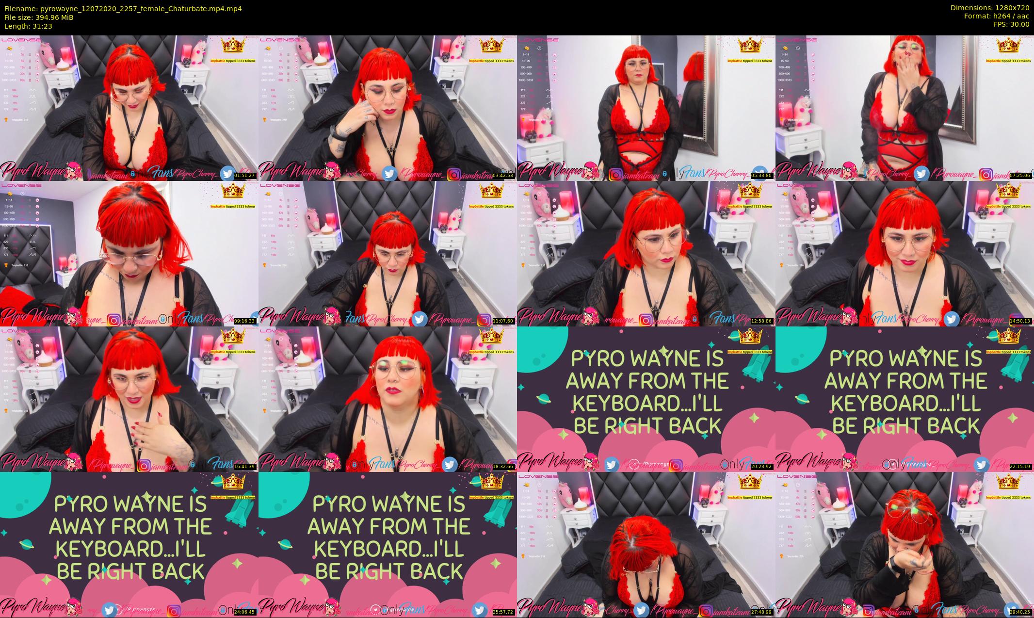 pyrowayne — 32 minute Chaturbate female cam show recording, 720p, Jul 12, 2020