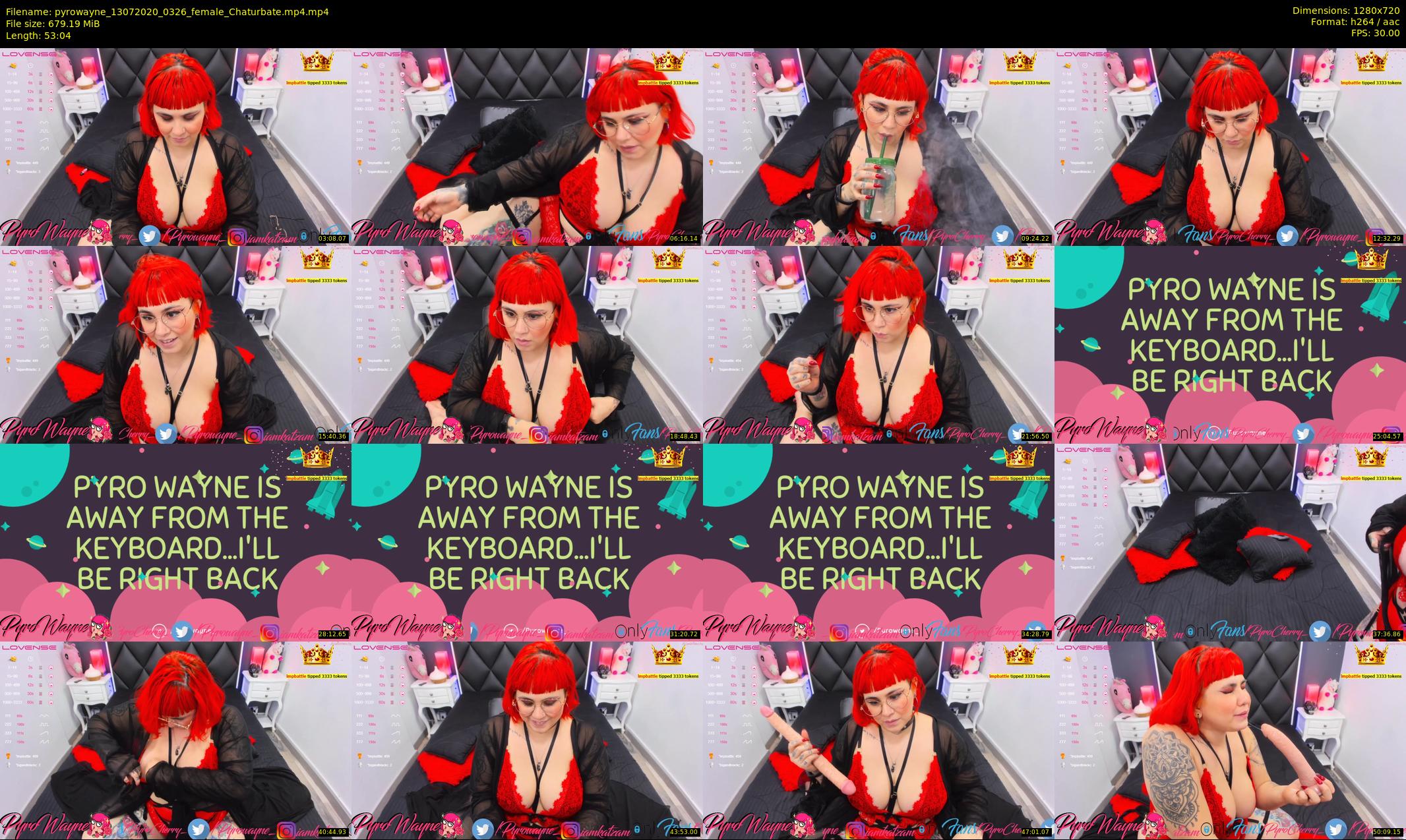 pyrowayne — 54 minute Chaturbate female cam show recording, 720p, Jul 13, 2020