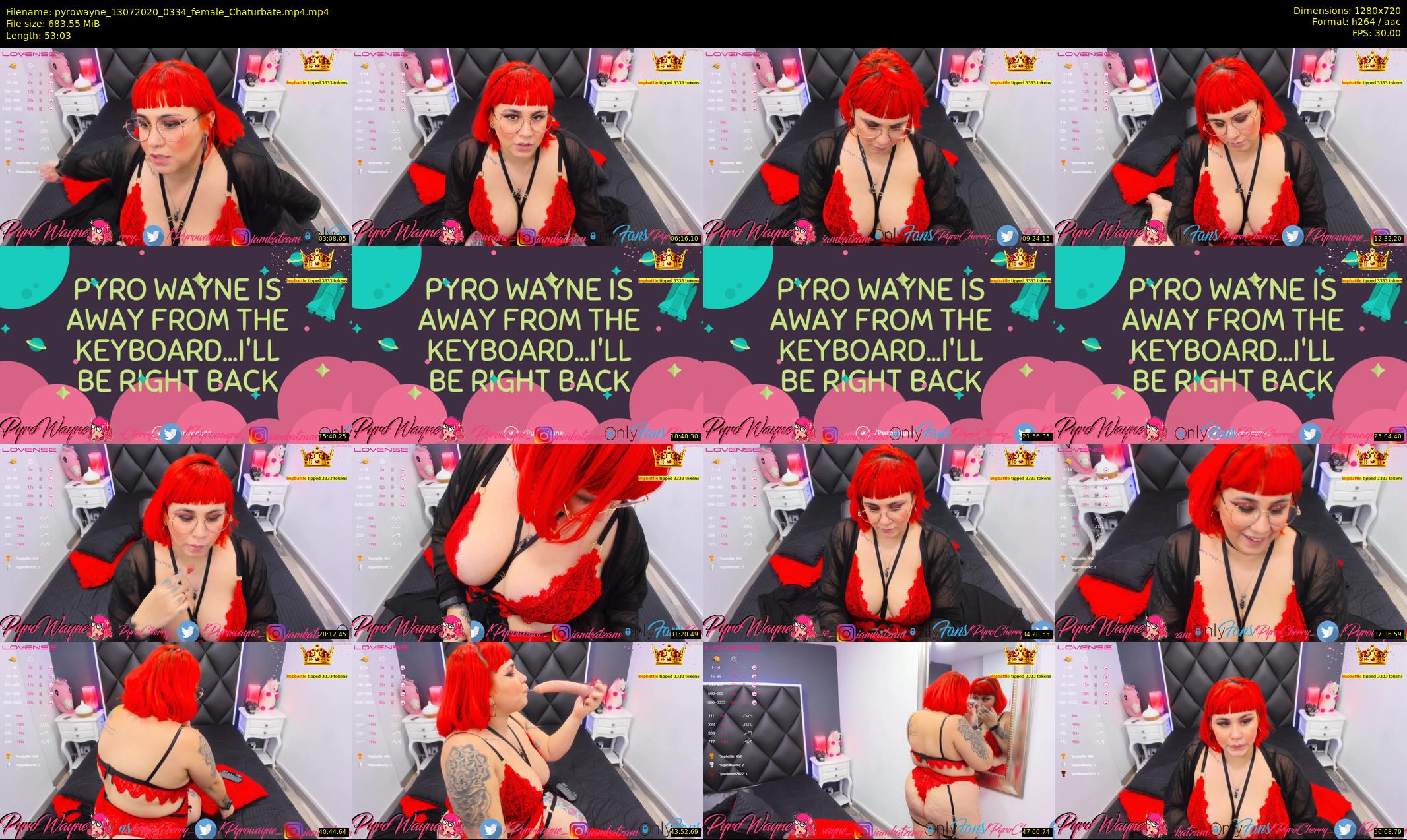 pyrowayne — 54 minute Chaturbate female cam show recording, 720p, Jul 13, 2020