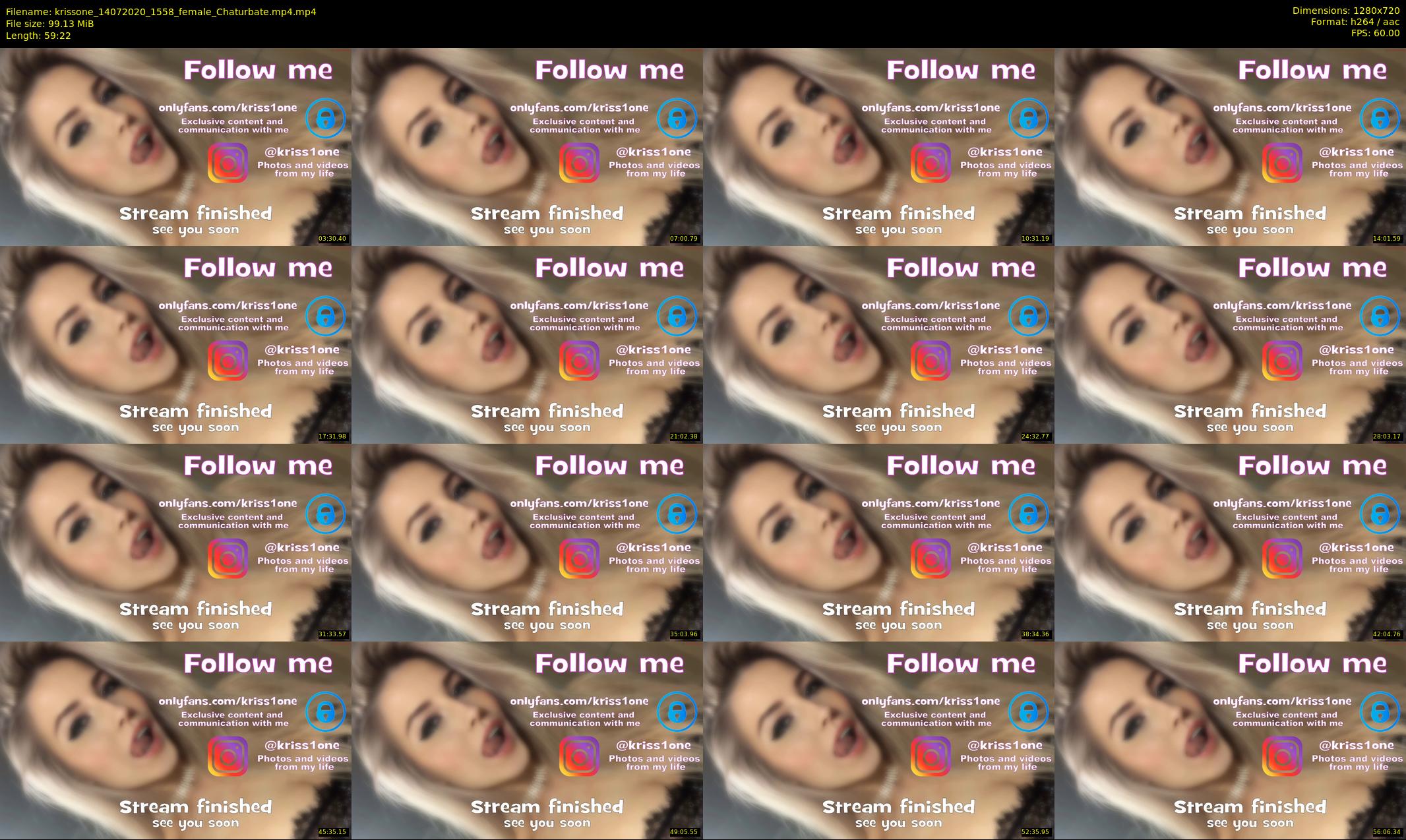 krissone — 60 minute Chaturbate female cam show recording, 720p, Jul 14, 2020