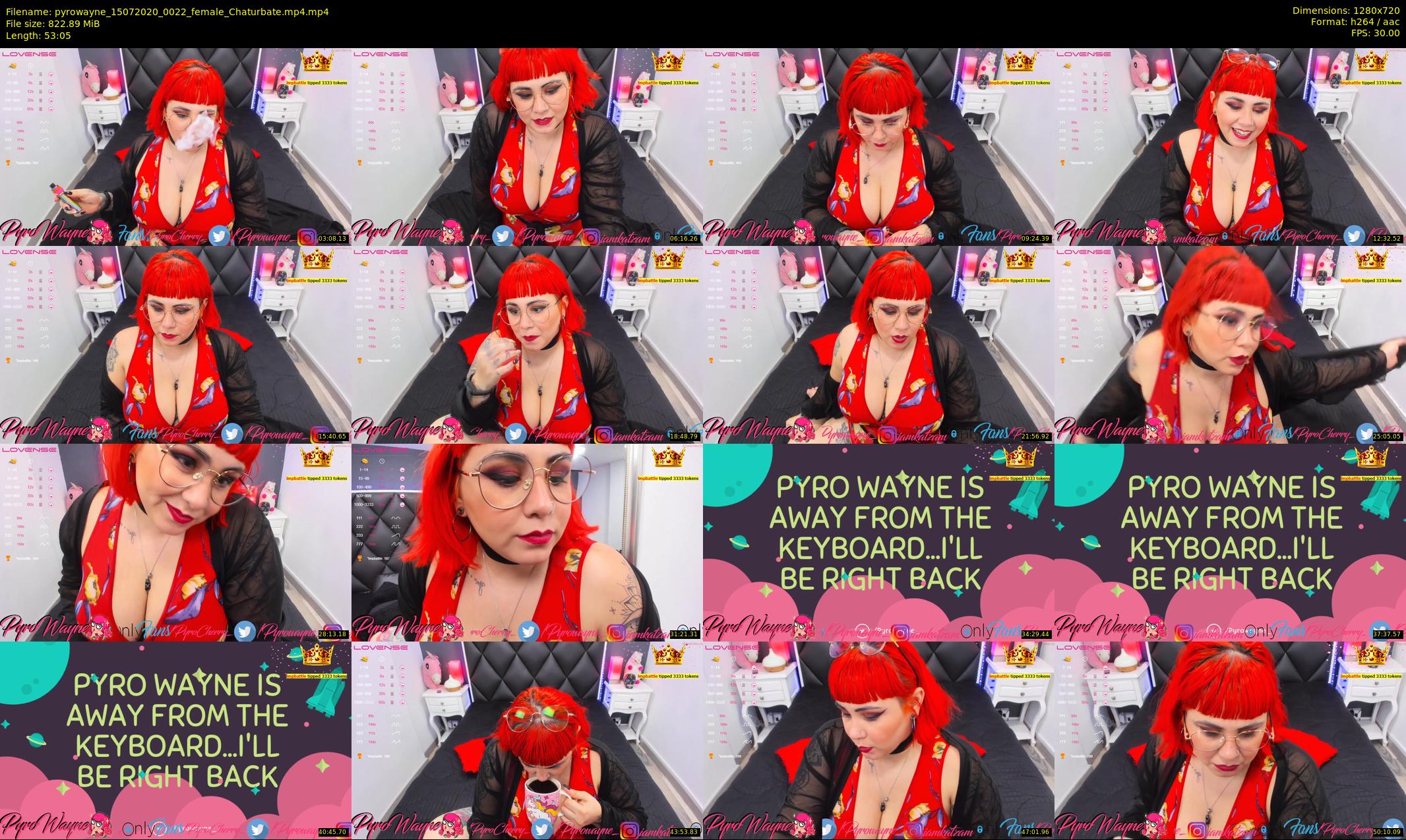 pyrowayne — 54 minute Chaturbate female cam show recording, 720p, Jul 15, 2020