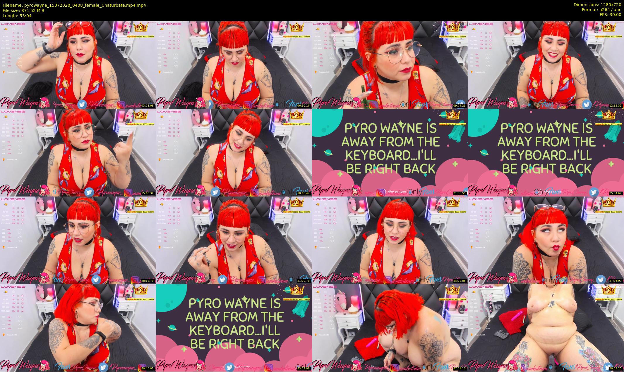 pyrowayne — 54 minute Chaturbate female cam show recording, 720p, Jul 15, 2020