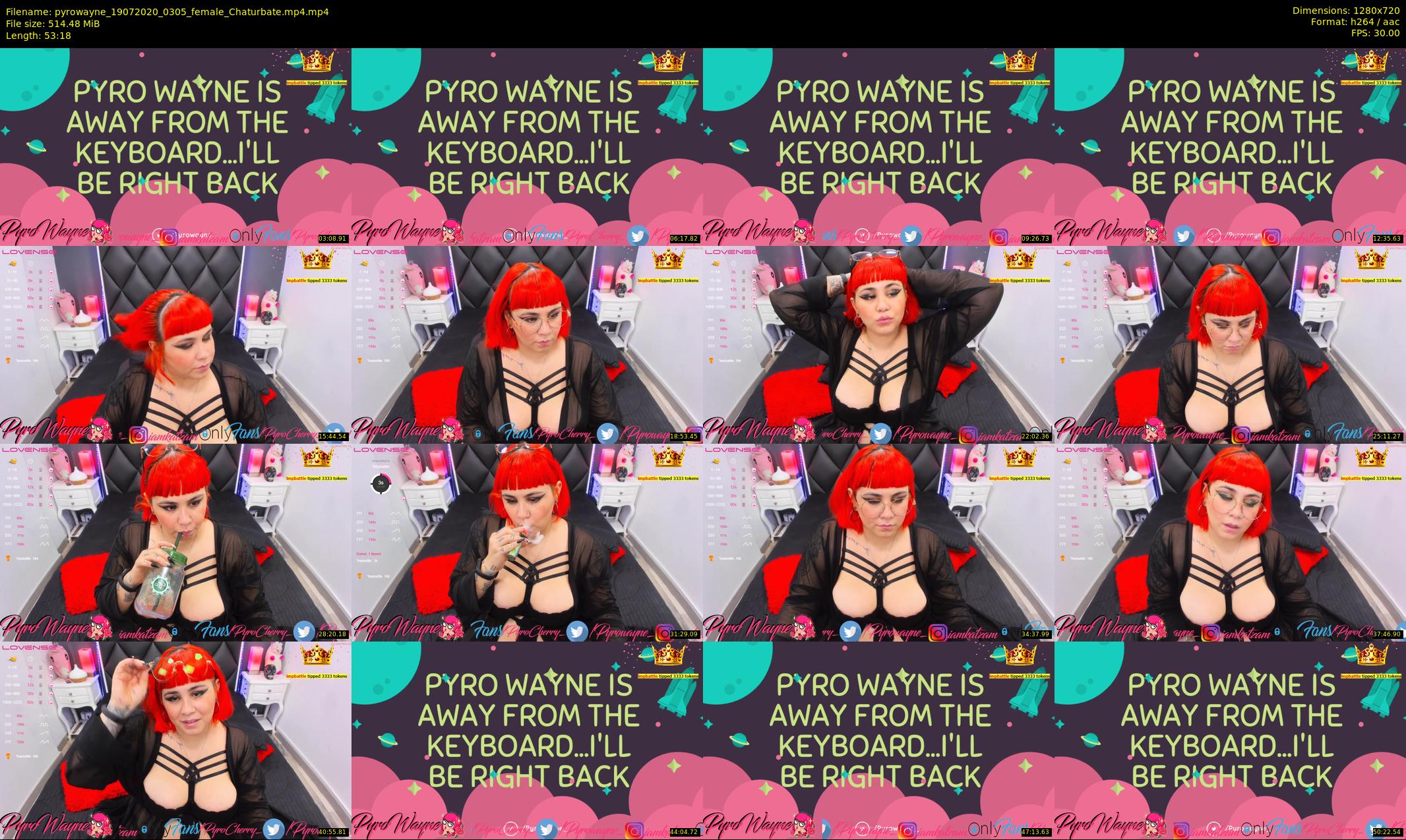 pyrowayne — 54 minute Chaturbate female cam show recording, 720p, Jul 19, 2020