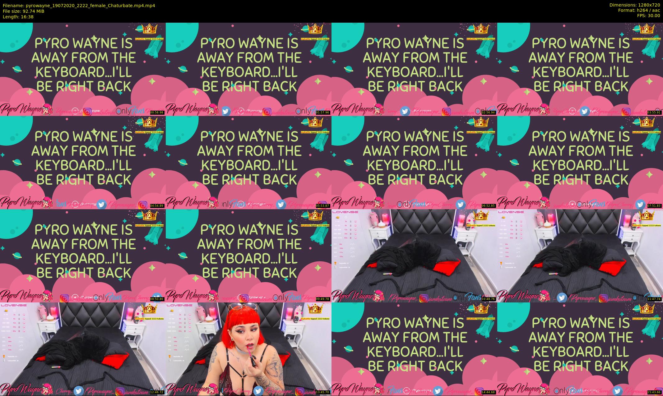 pyrowayne — 17 minute Chaturbate female cam show recording, 720p, Jul 19, 2020