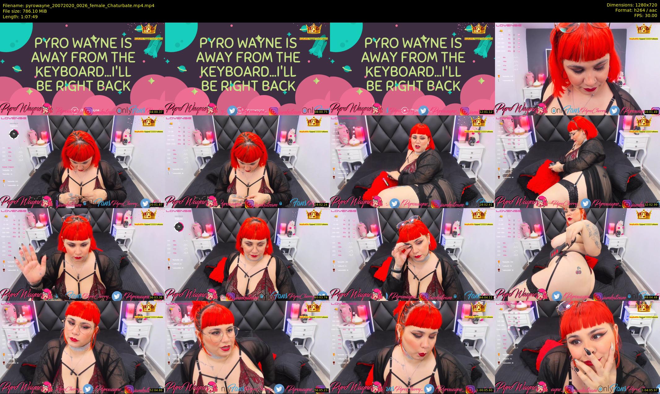 pyrowayne — 68 minute Chaturbate female cam show recording, 720p, Jul 20, 2020
