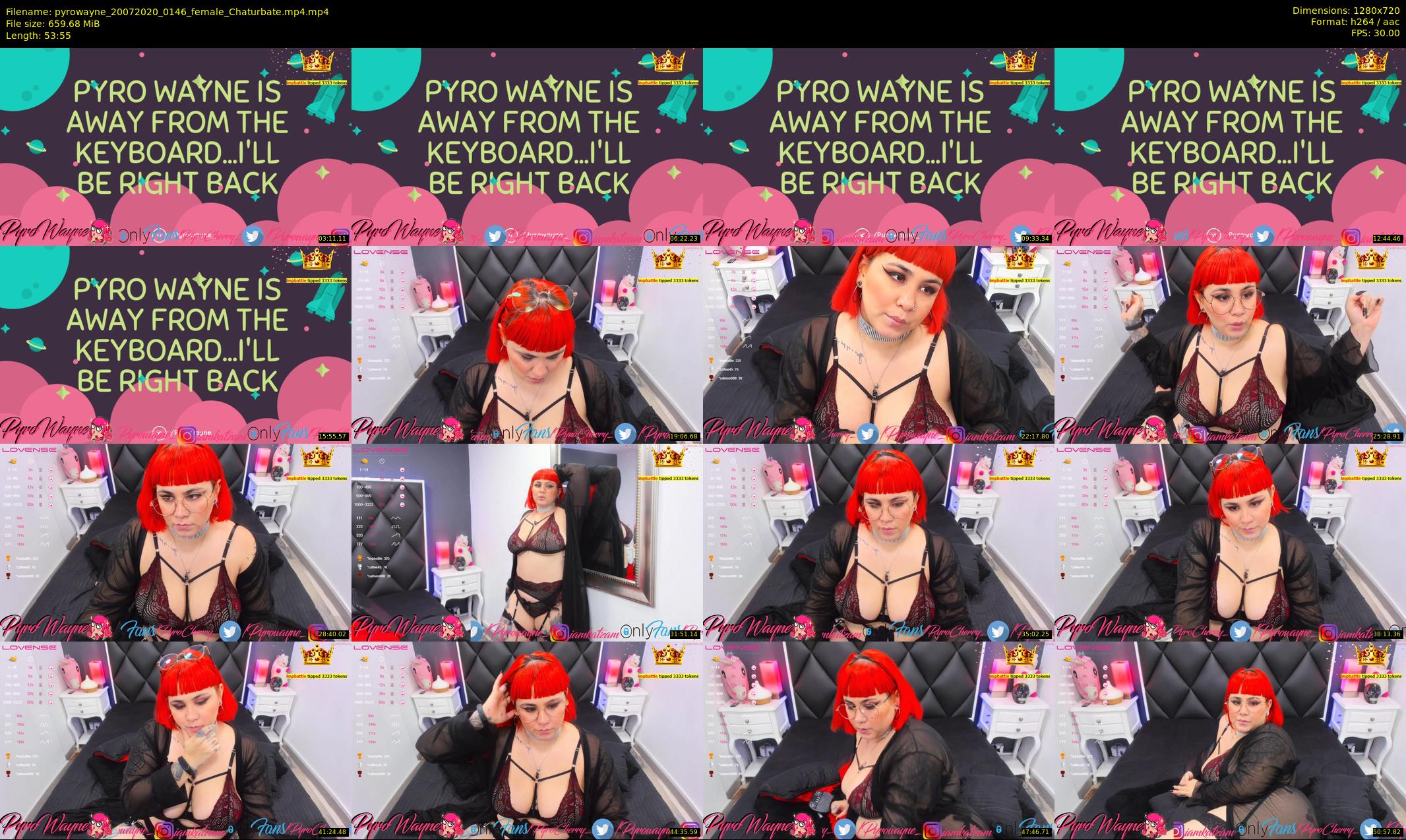 pyrowayne — 54 minute Chaturbate female cam show recording, 720p, Jul 20, 2020