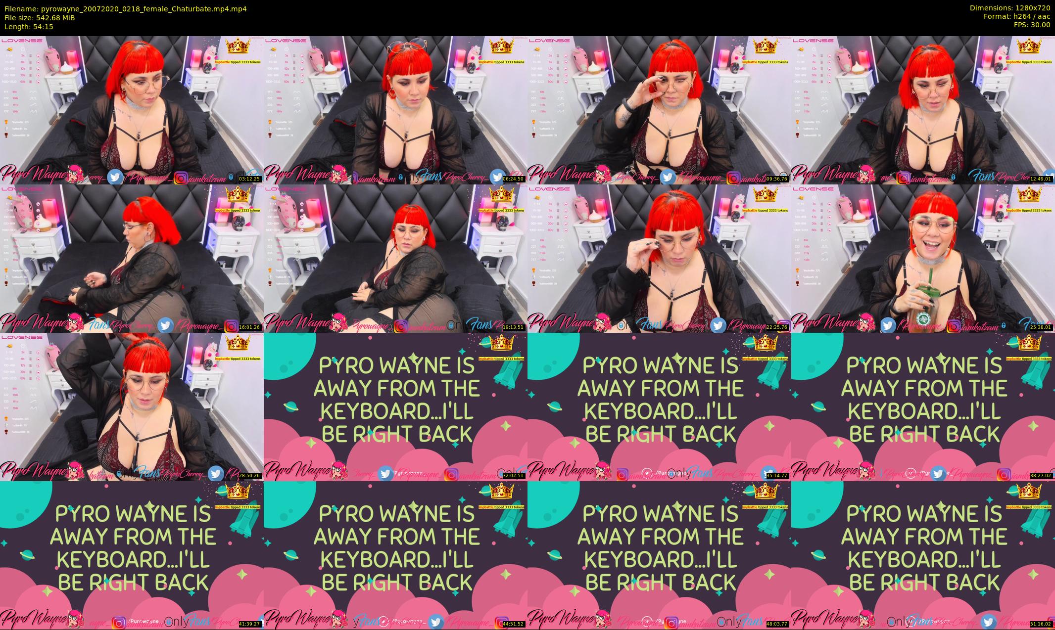 pyrowayne — 55 minute Chaturbate female cam show recording, 720p, Jul 20, 2020