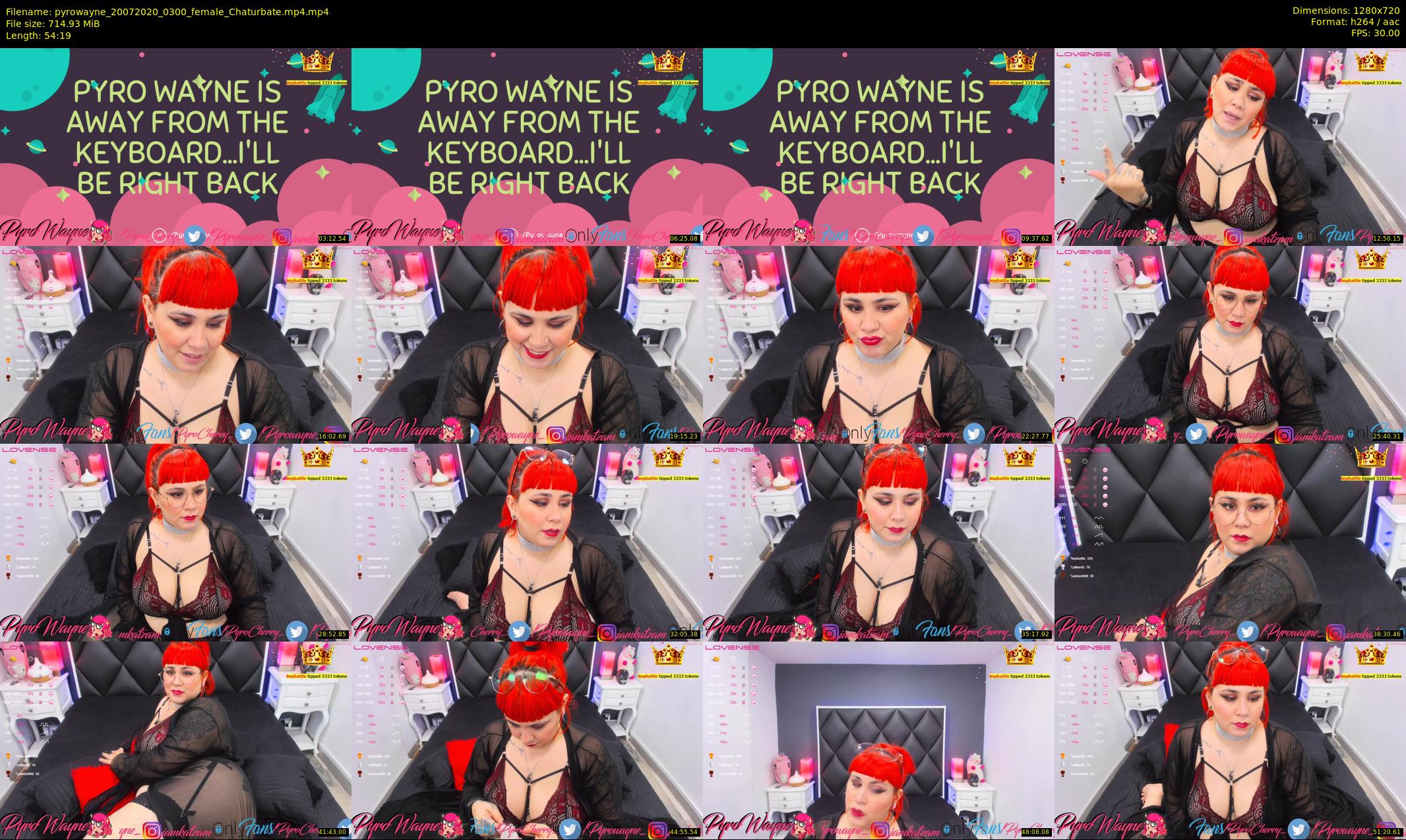 pyrowayne — 55 minute Chaturbate female cam show recording, 720p, Jul 20, 2020