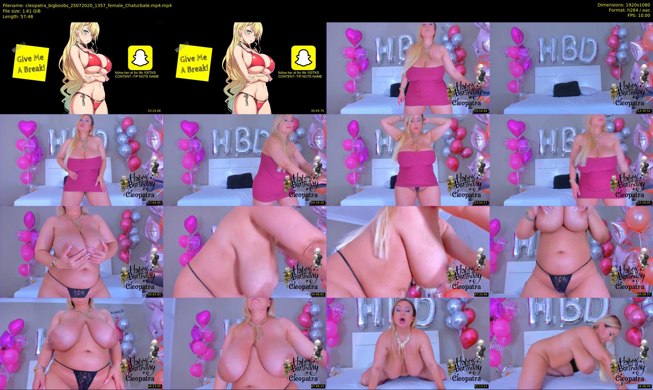 cleopatra_bigboobs — 58 minute Chaturbate female cam show recording, 1080p, Jul 25, 2020