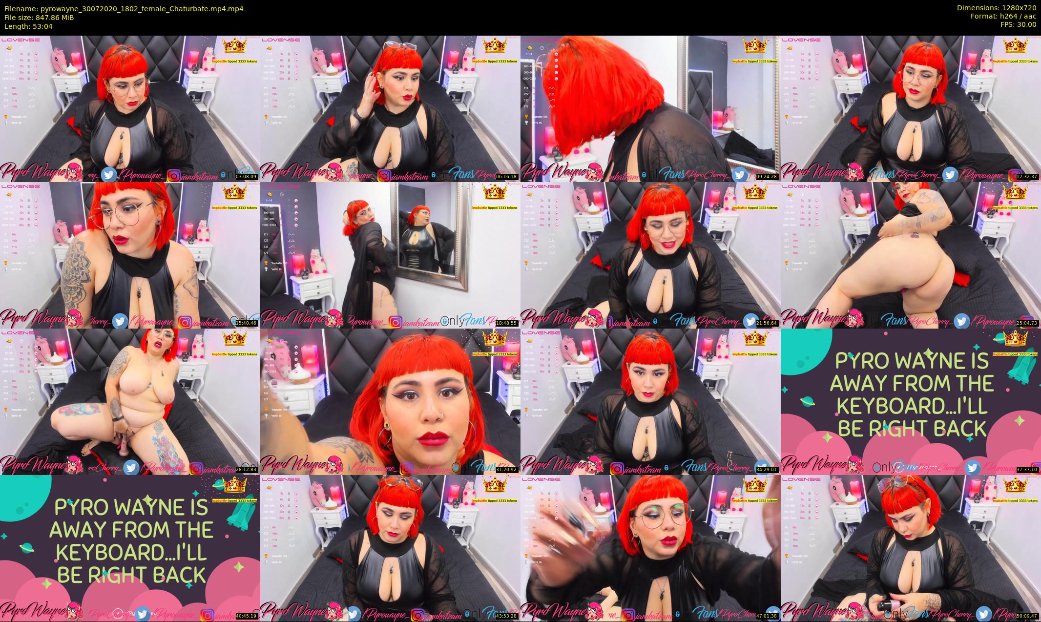 pyrowayne — 54 minute Chaturbate female cam show recording, 720p, Jul 30, 2020