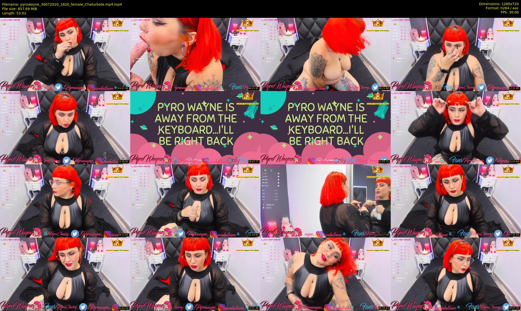 pyrowayne — 54 minute Chaturbate female cam show recording, 720p, Jul 30, 2020
