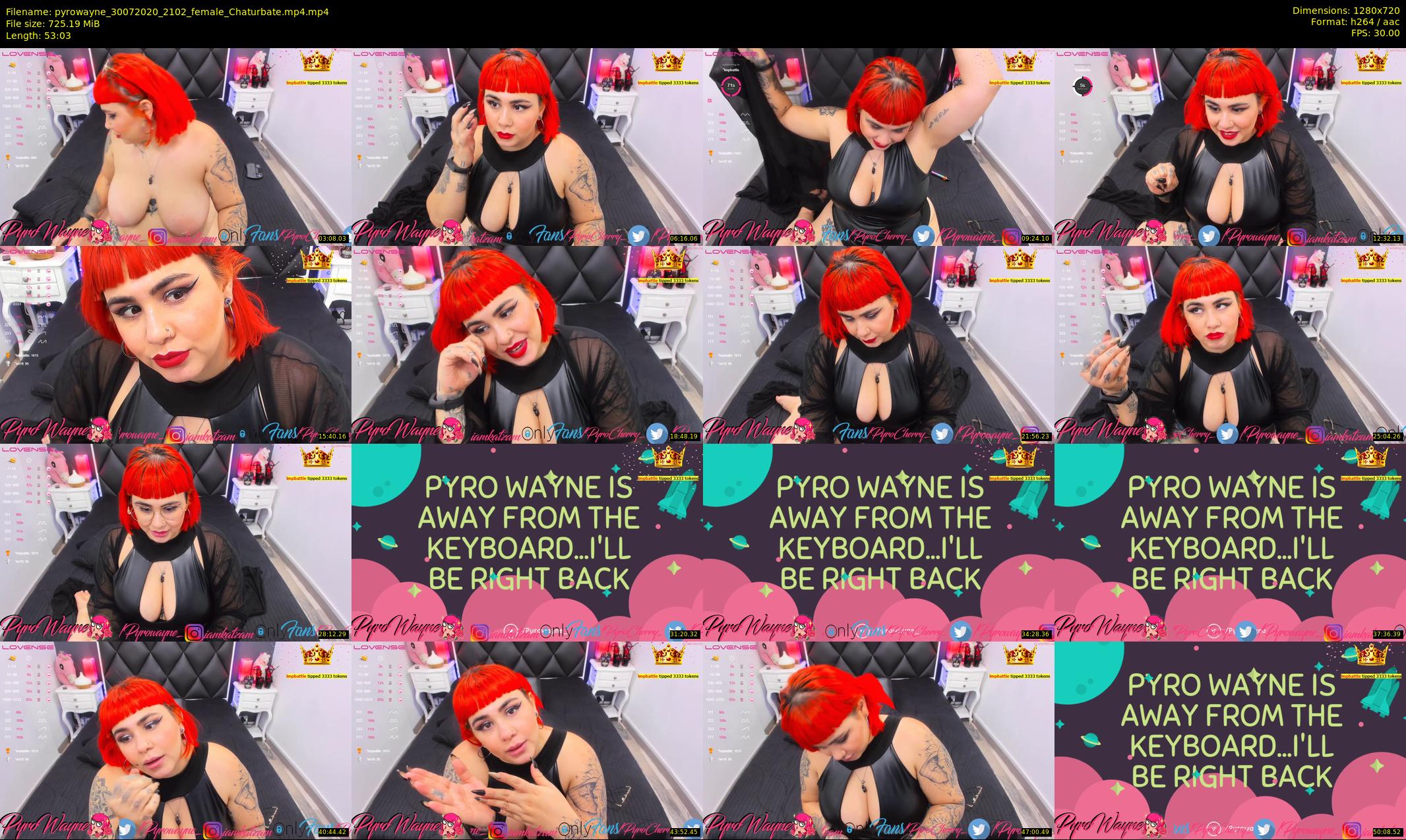 pyrowayne — 54 minute Chaturbate female cam show recording, 720p, Jul 30, 2020