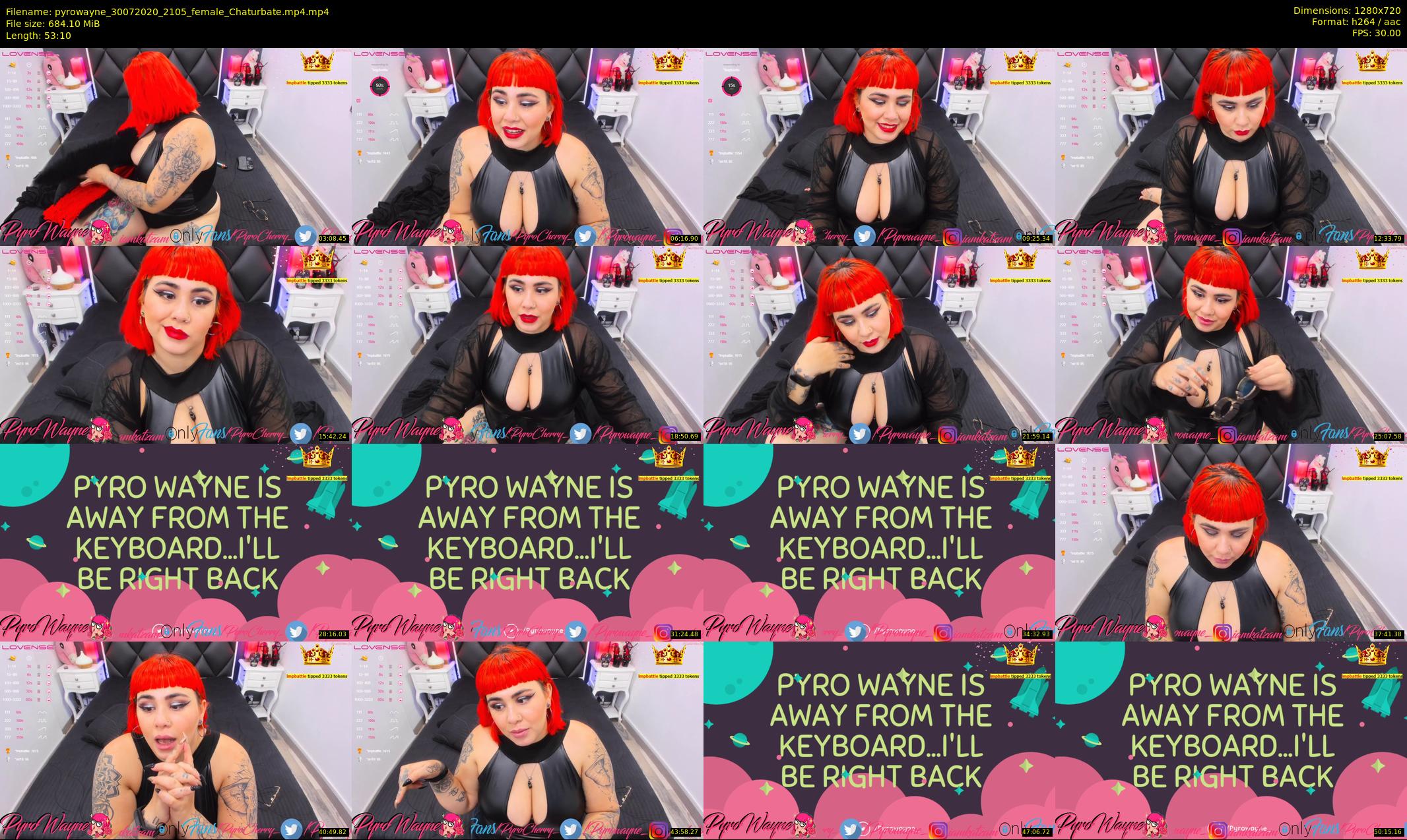 pyrowayne — 54 minute Chaturbate female cam show recording, 720p, Jul 30, 2020