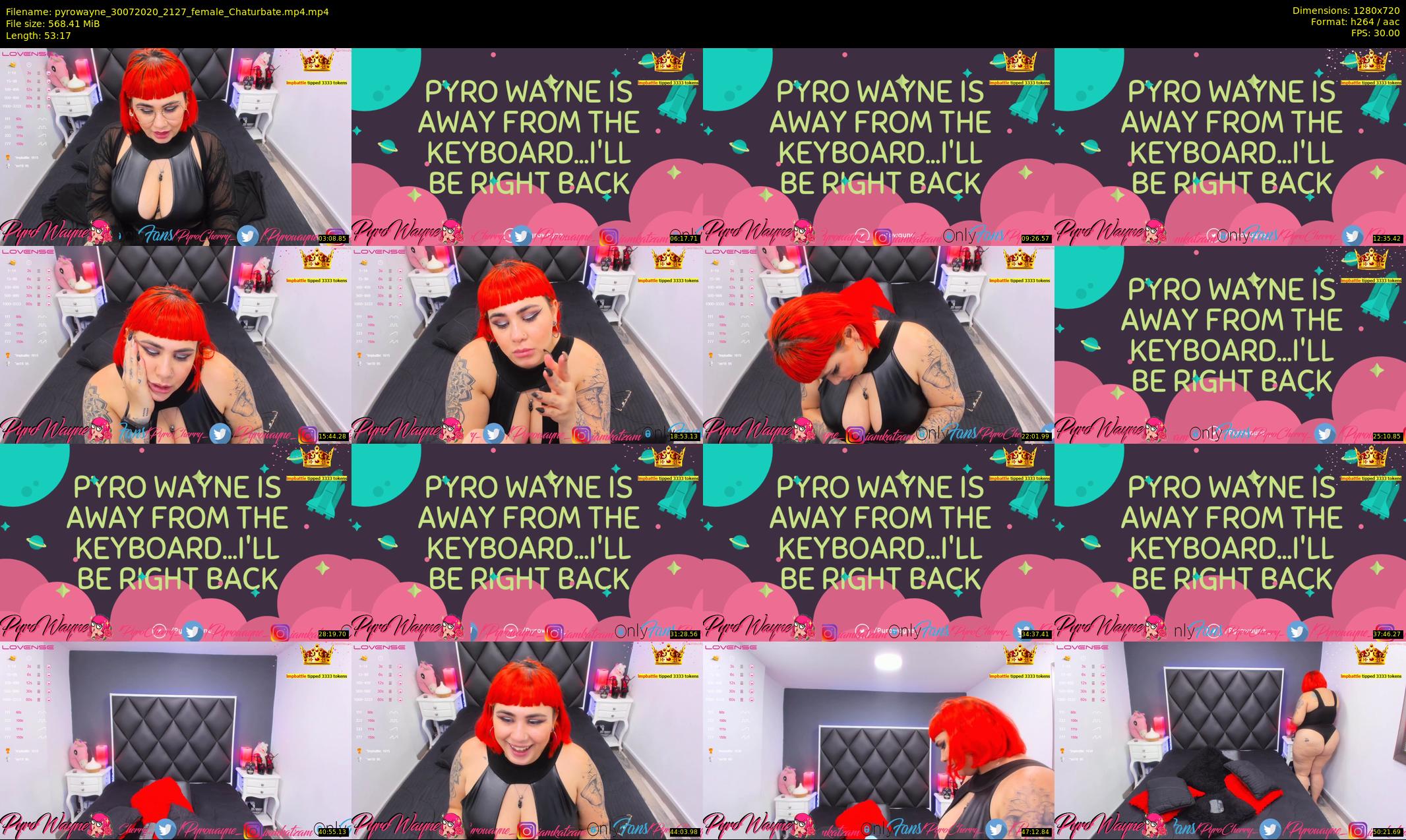 pyrowayne — 54 minute Chaturbate female cam show recording, 720p, Jul 30, 2020