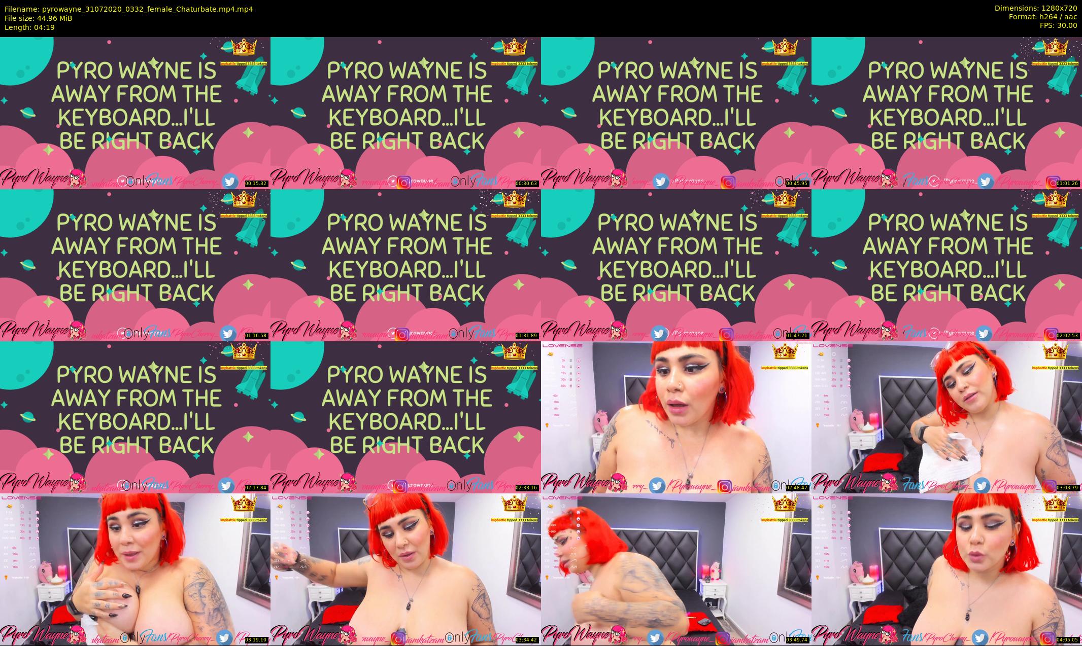 pyrowayne — 5 minute Chaturbate female cam show recording, 720p, Jul 31, 2020