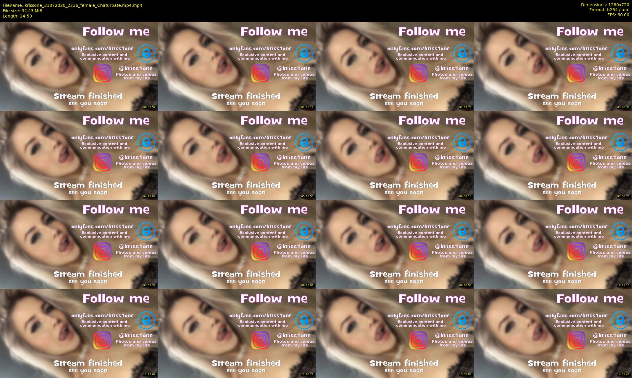krissone — 15 minute Chaturbate female cam show recording, 720p, Jul 31, 2020