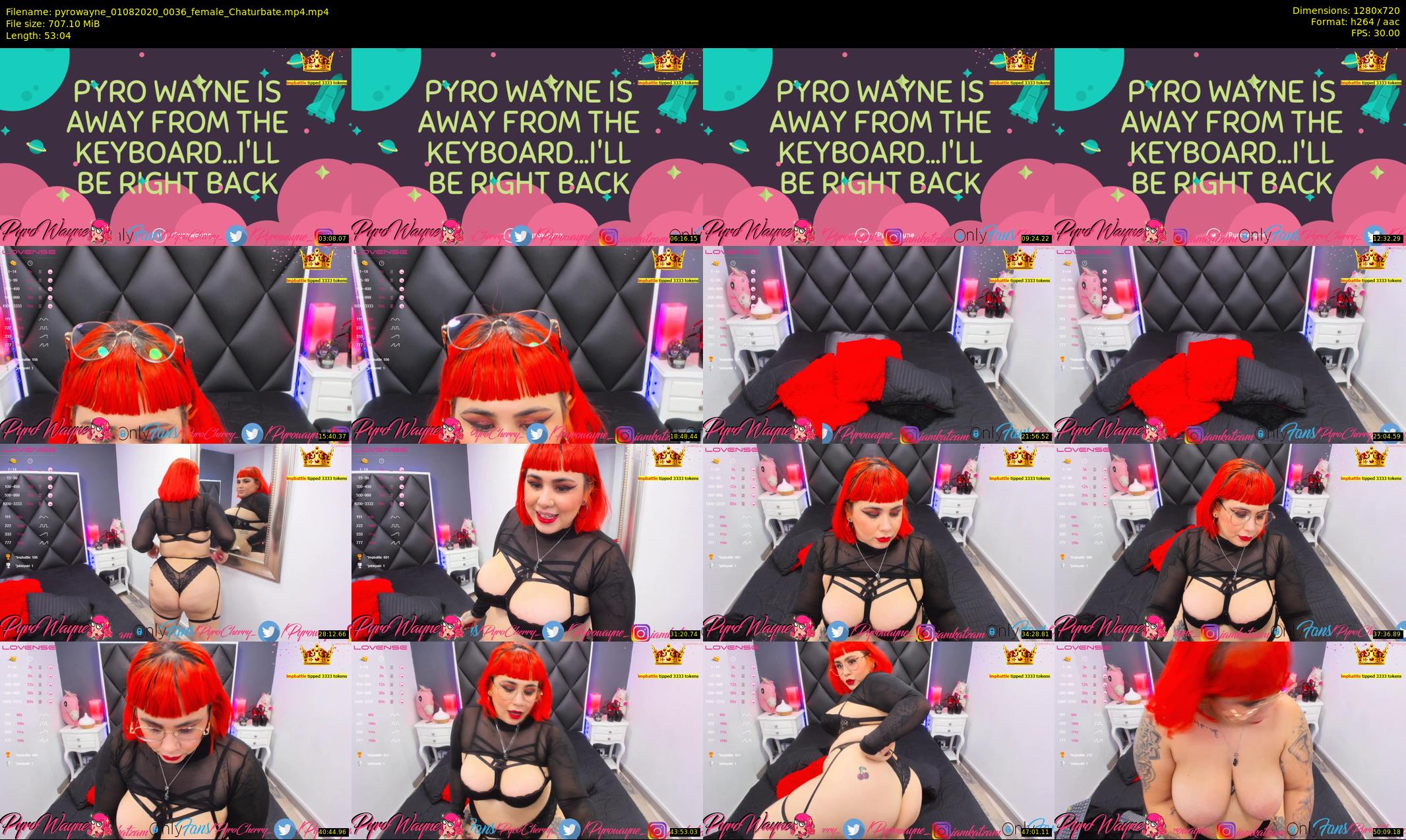 pyrowayne — 54 minute Chaturbate female cam show recording, 720p, Aug 1, 2020