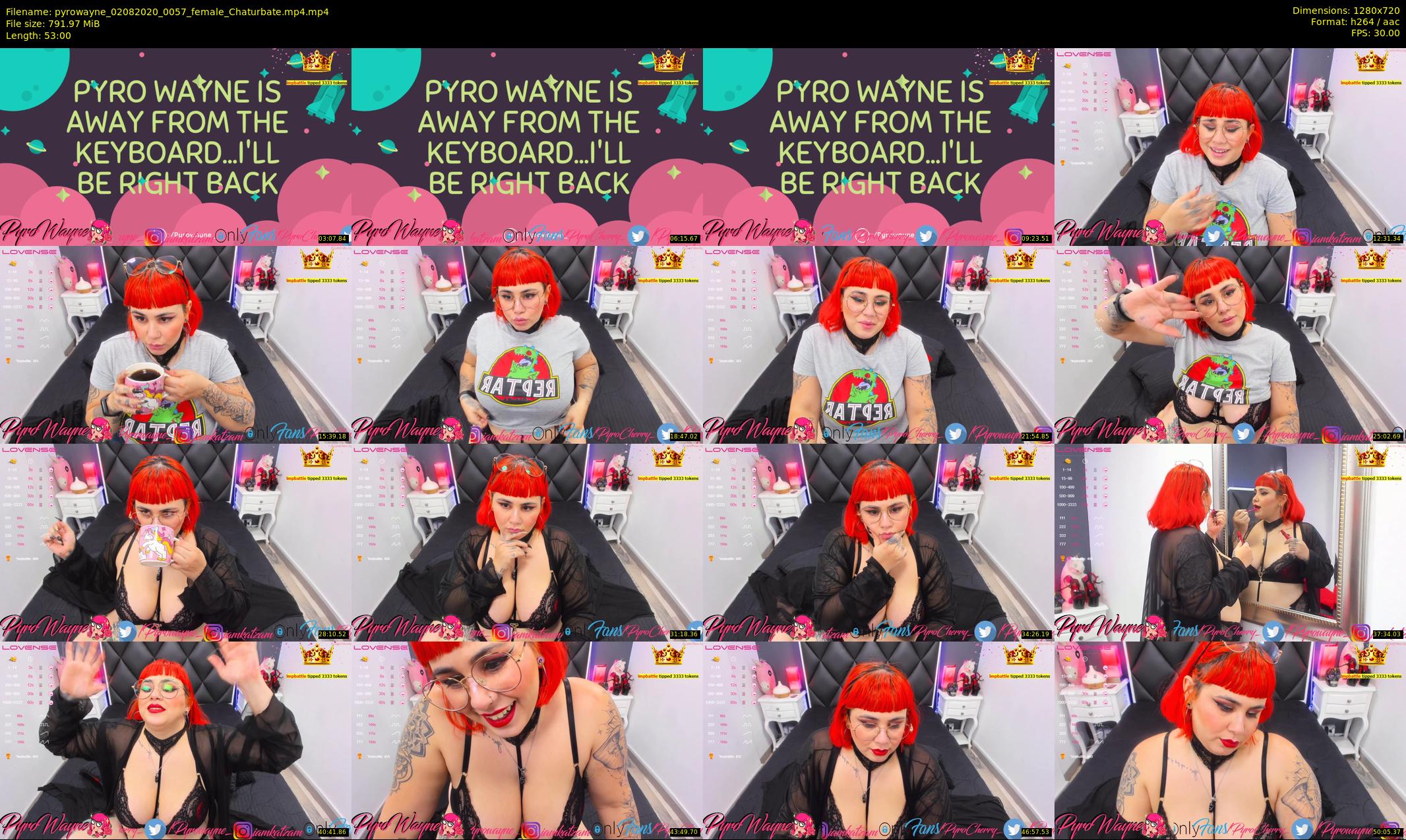 pyrowayne — 53 minute Chaturbate female cam show recording, 720p, Aug 2, 2020