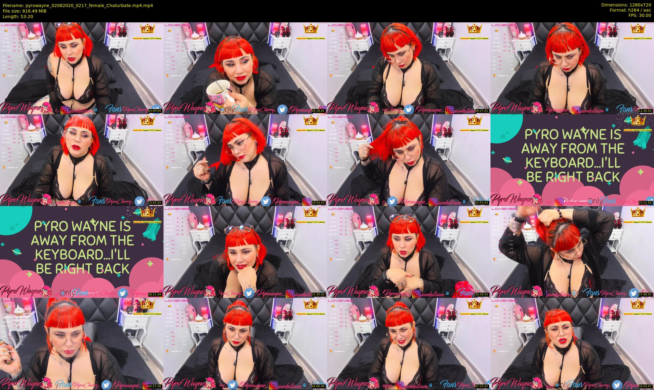 pyrowayne — 54 minute Chaturbate female cam show recording, 720p, Aug 2, 2020