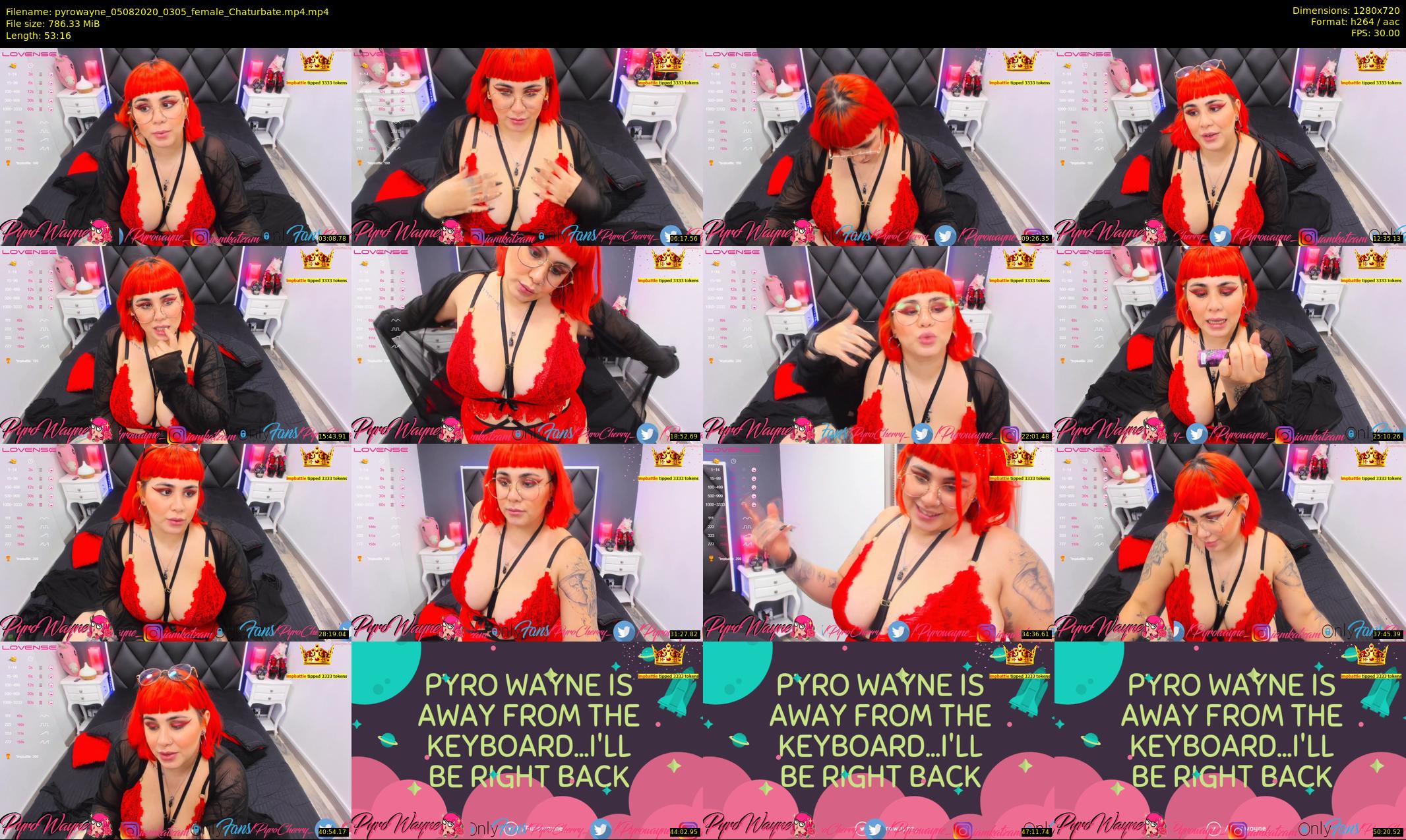 pyrowayne — 54 minute Chaturbate female cam show recording, 720p, Aug 5, 2020