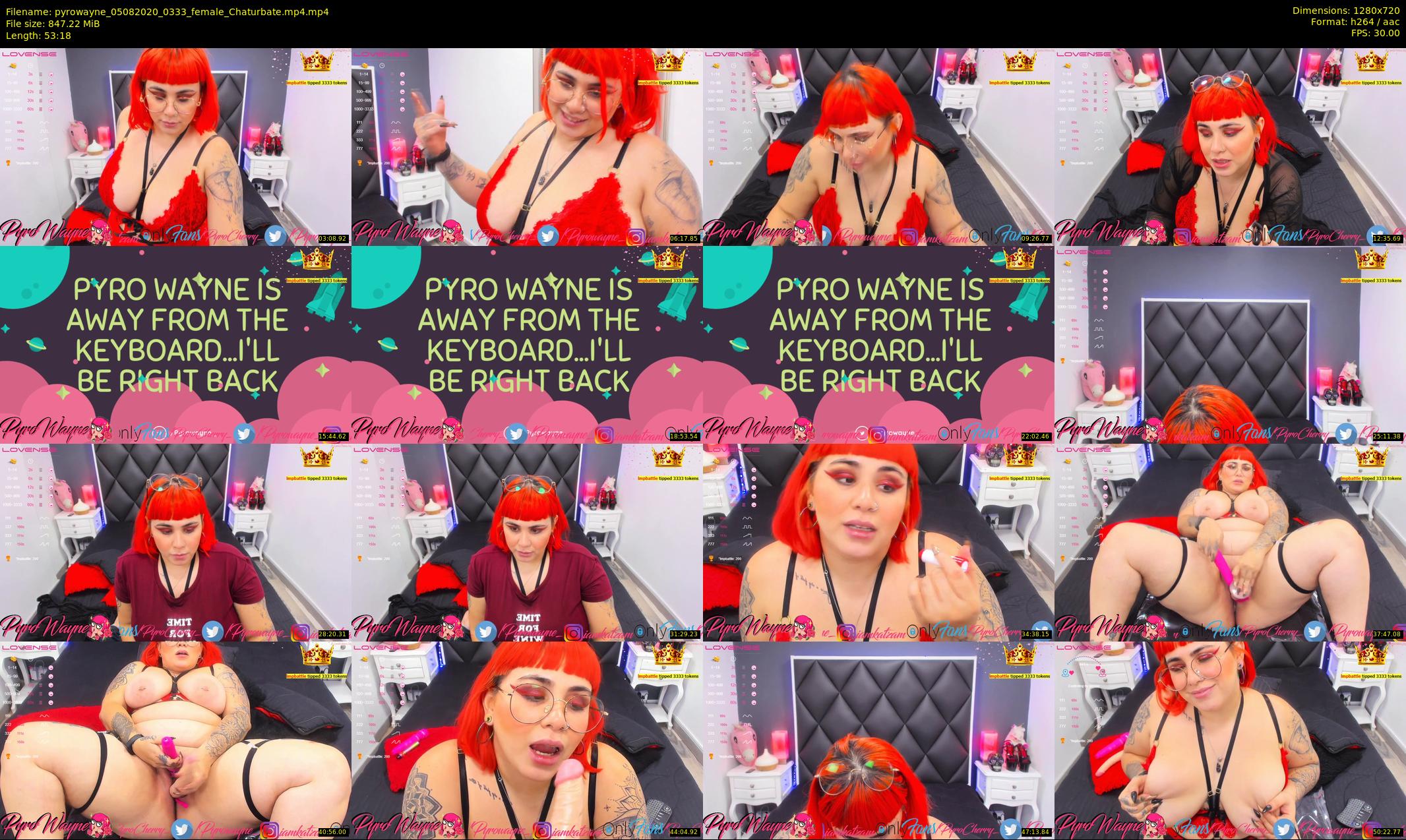 pyrowayne — 54 minute Chaturbate female cam show recording, 720p, Aug 5, 2020