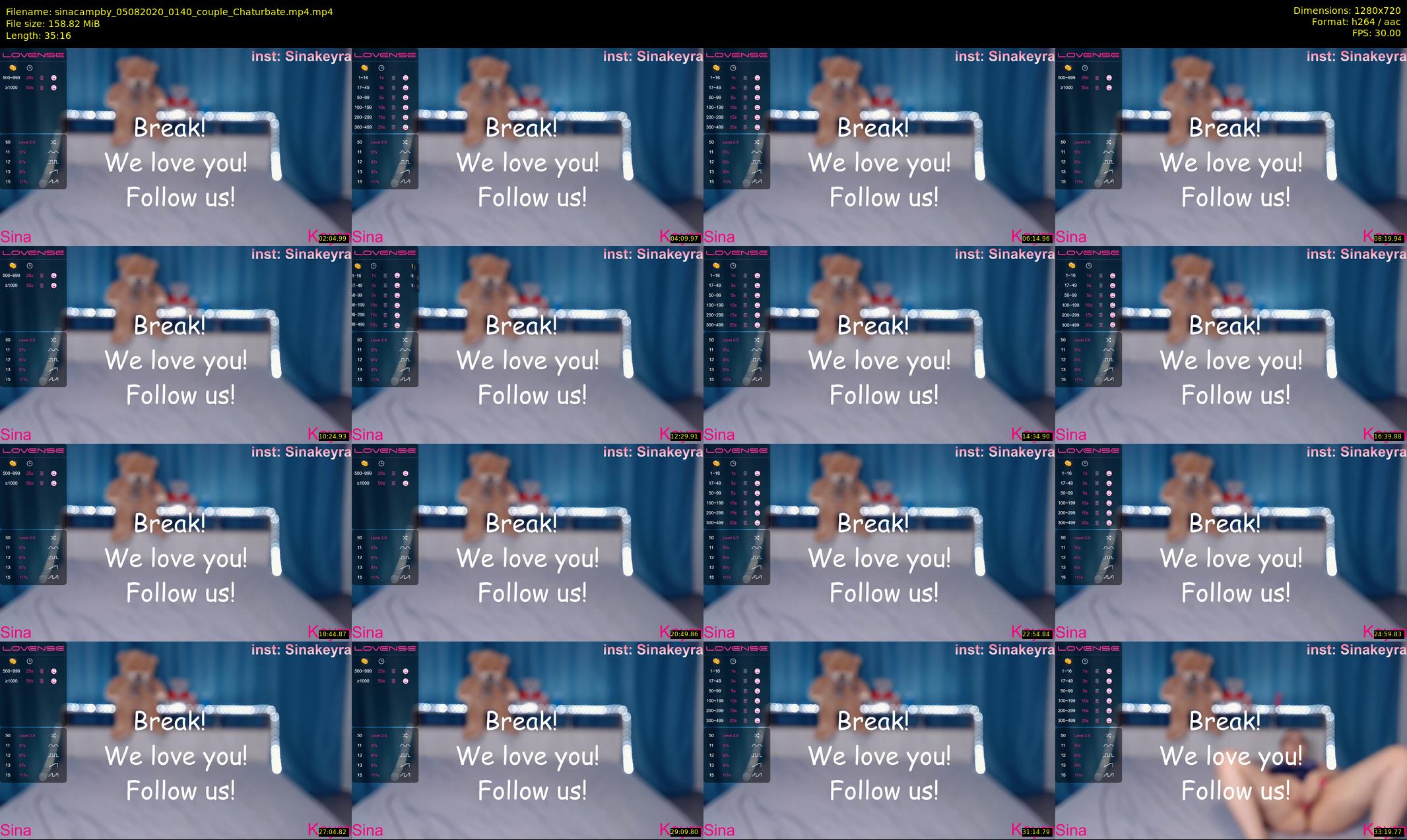 sinacampby — 36 minute Chaturbate couple cam show recording, 720p, Aug 5, 2020