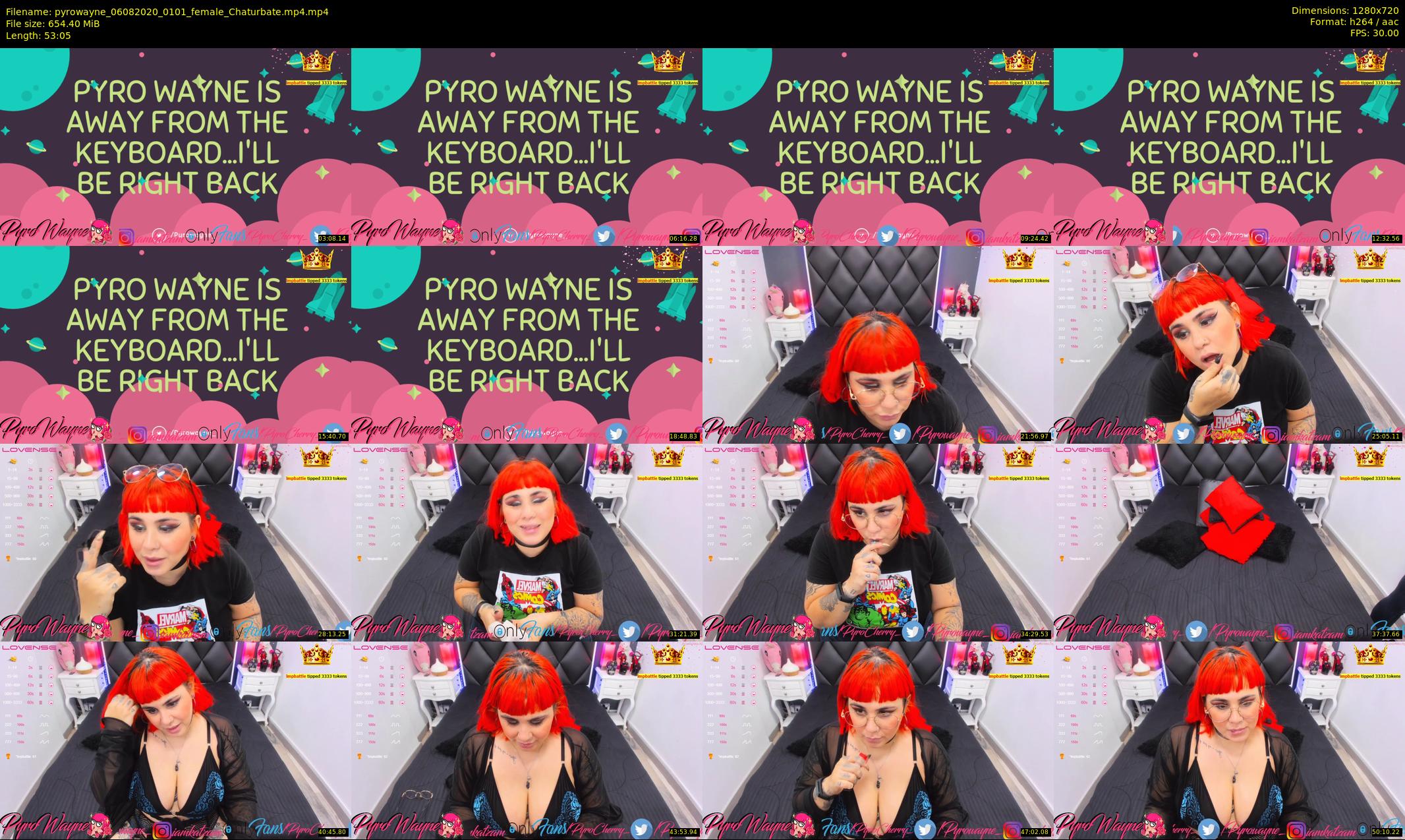 pyrowayne — 54 minute Chaturbate female cam show recording, 720p, Aug 6, 2020