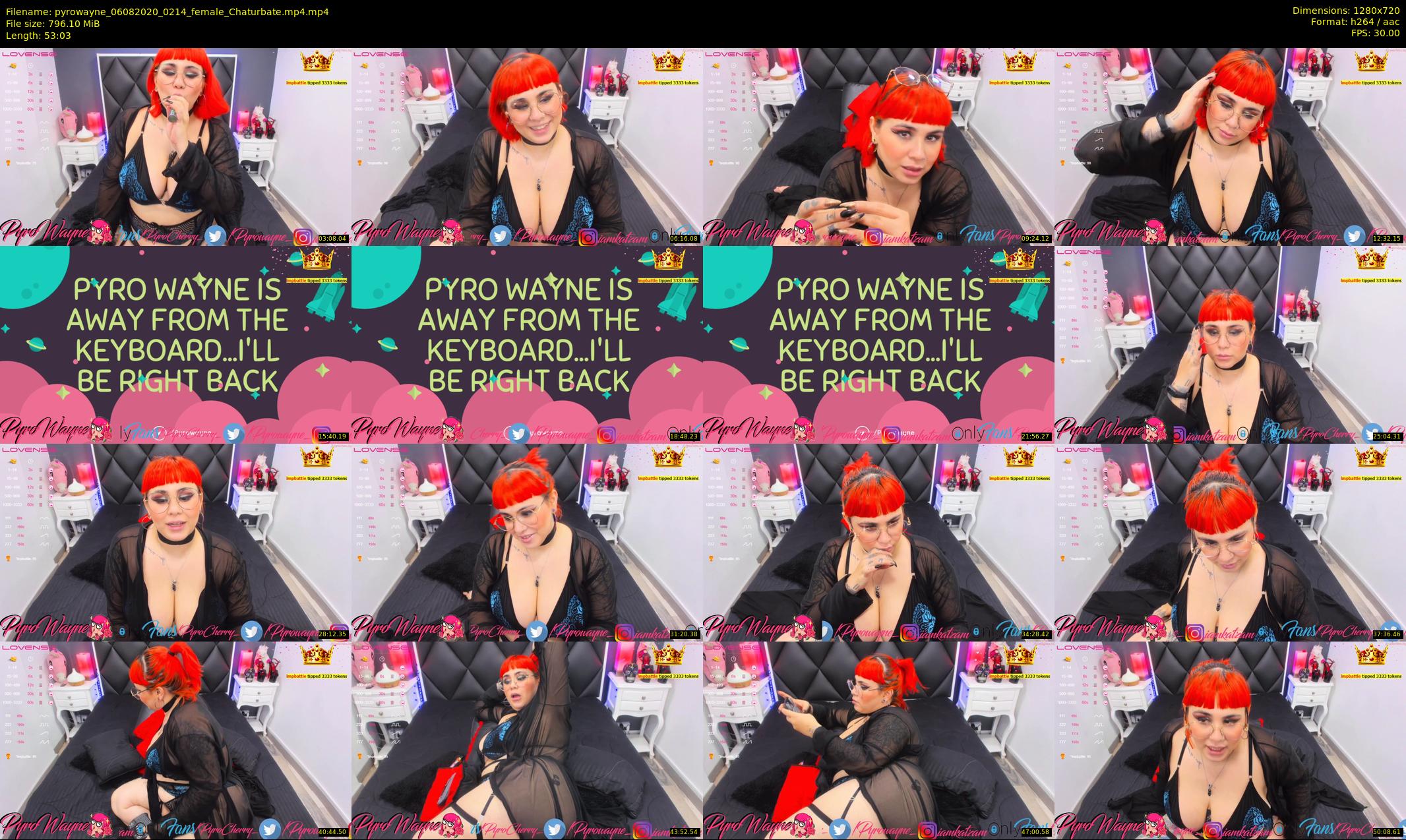 pyrowayne — 54 minute Chaturbate female cam show recording, 720p, Aug 6, 2020