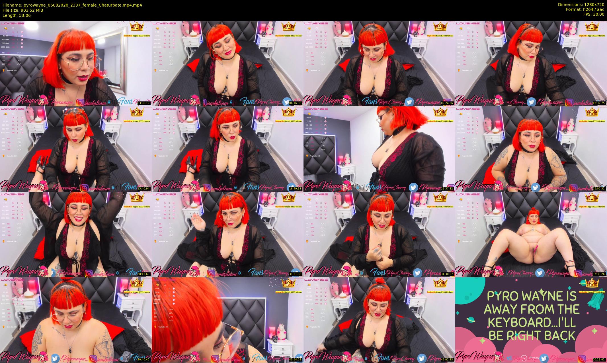 pyrowayne — 54 minute Chaturbate female cam show recording, 720p, Aug 6, 2020