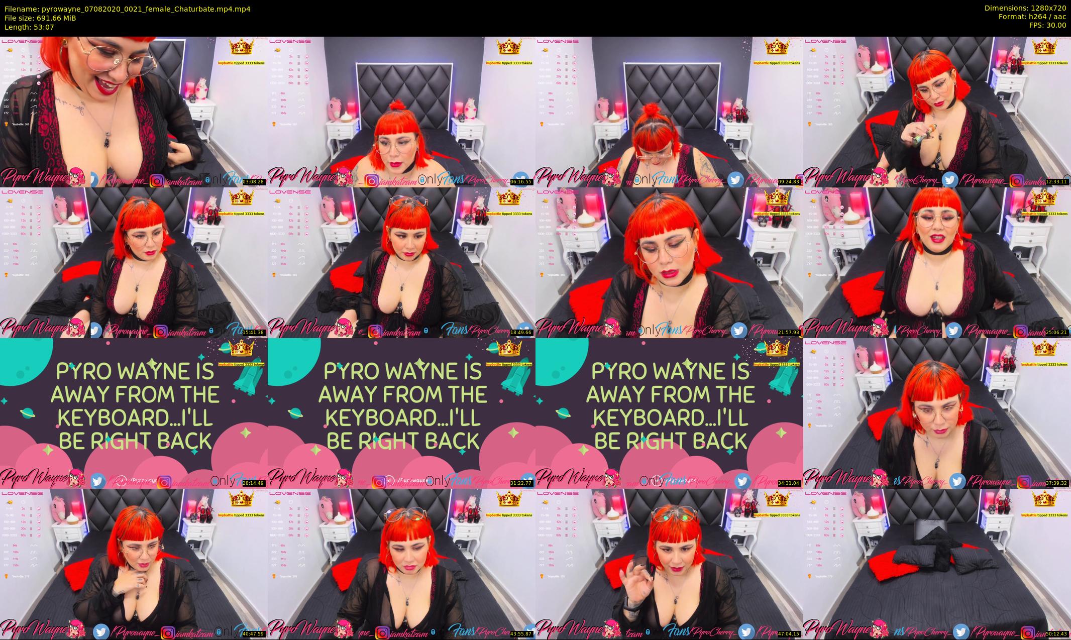 pyrowayne — 54 minute Chaturbate female cam show recording, 720p, Aug 7, 2020