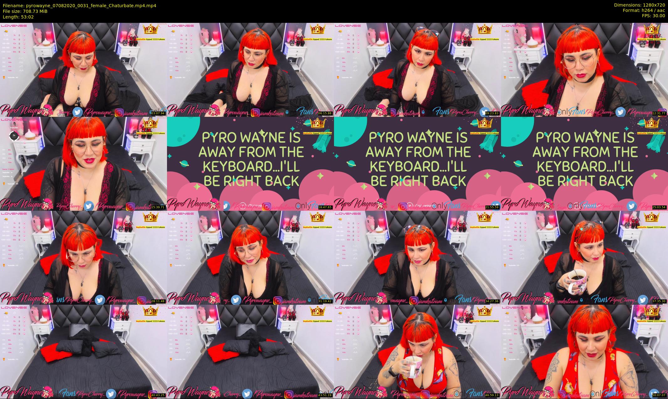 pyrowayne — 54 minute Chaturbate female cam show recording, 720p, Aug 7, 2020