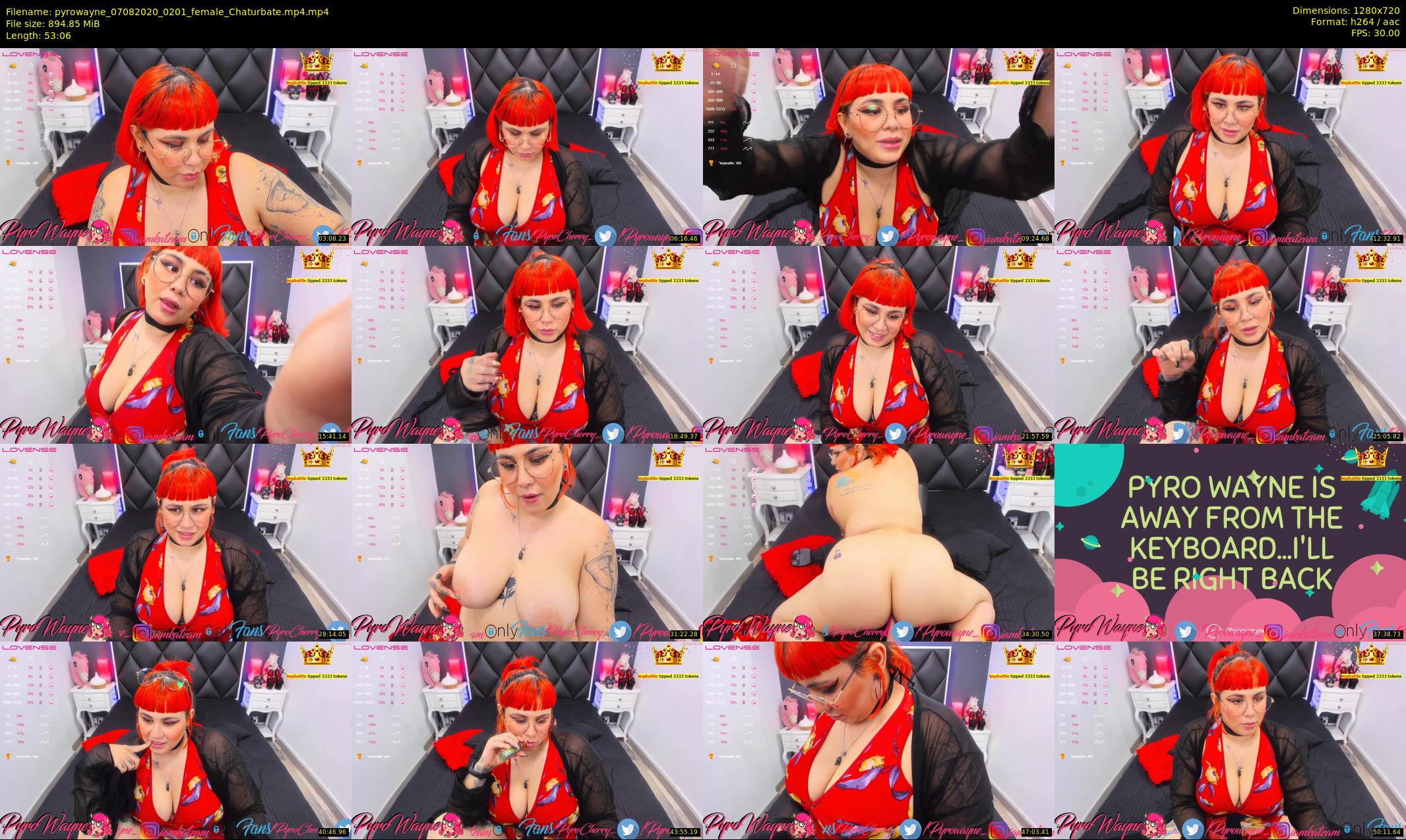 pyrowayne — 54 minute Chaturbate female cam show recording, 720p, Aug 7, 2020