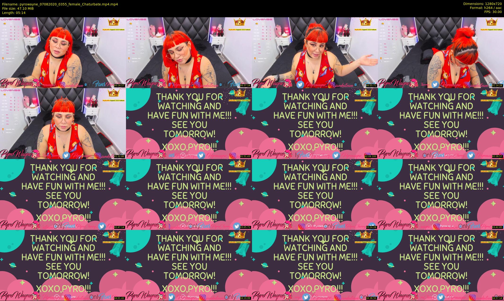 pyrowayne — 6 minute Chaturbate female cam show recording, 720p, Aug 7, 2020