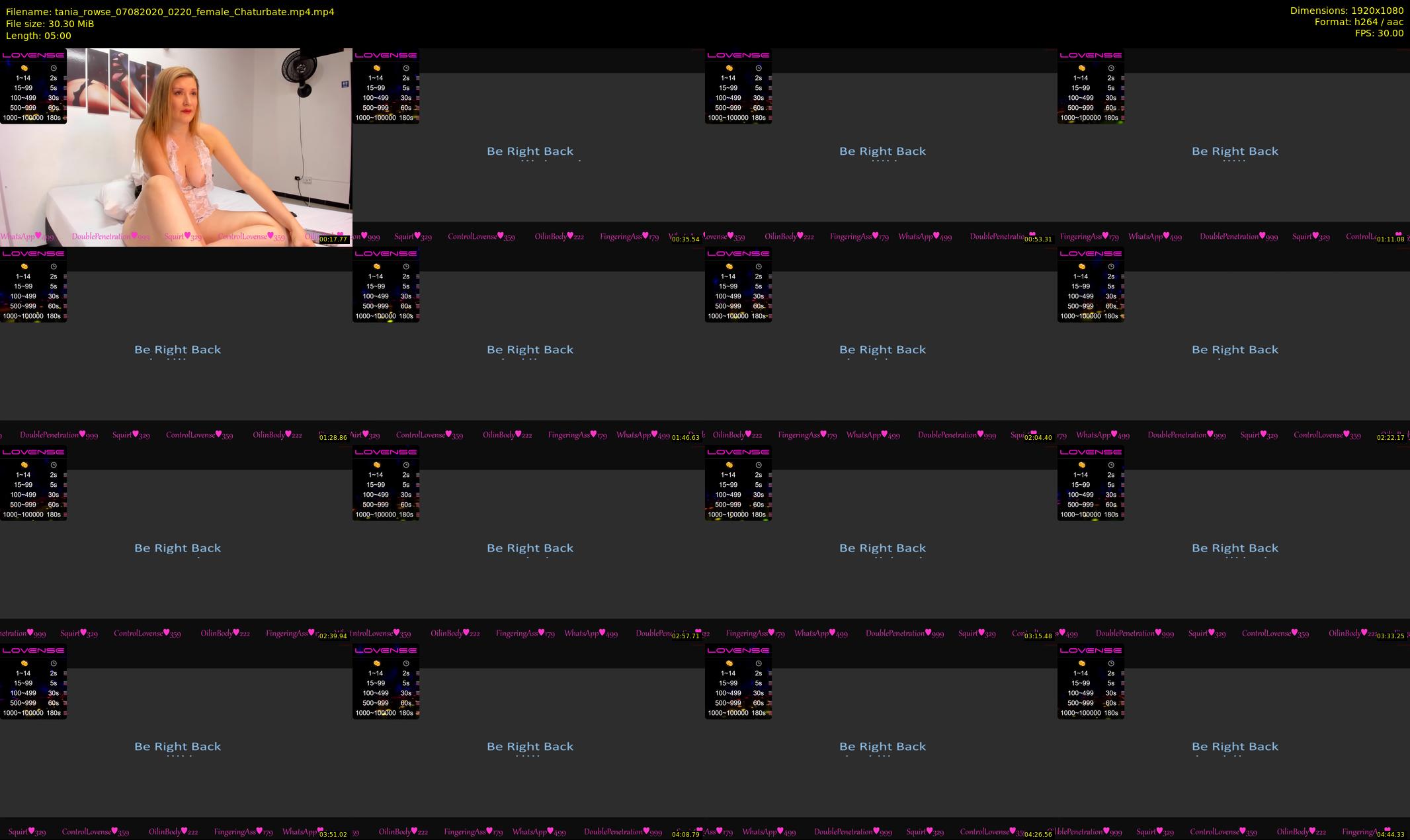 tania_rowse — 5 minute Chaturbate female cam show recording, 1080p, Aug 7, 2020