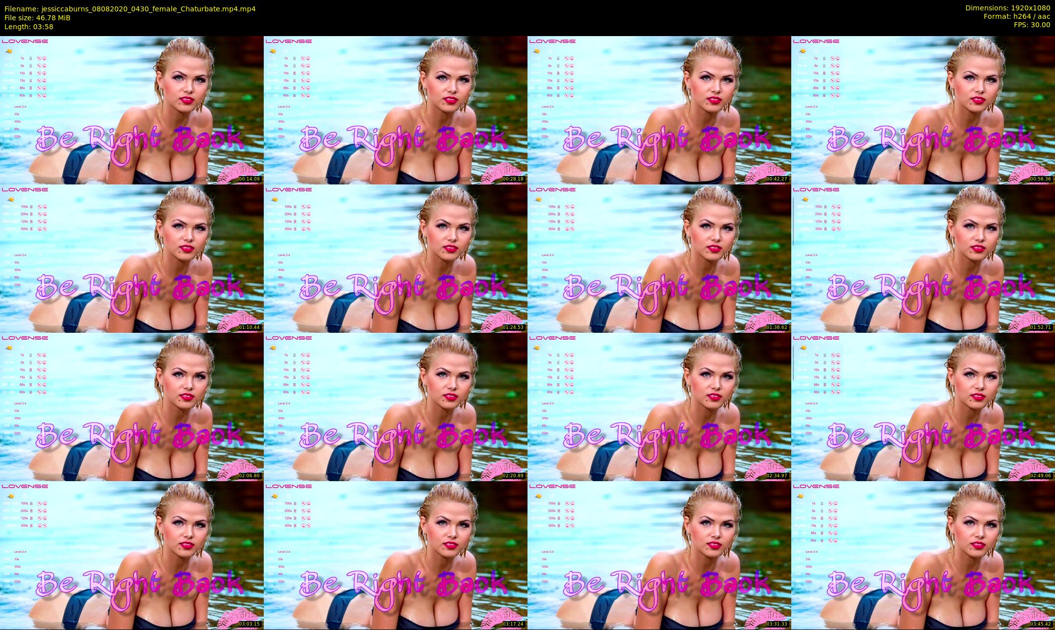 jessiccaburns — 4 minute Chaturbate female cam show recording, 1080p, Aug 8, 2020