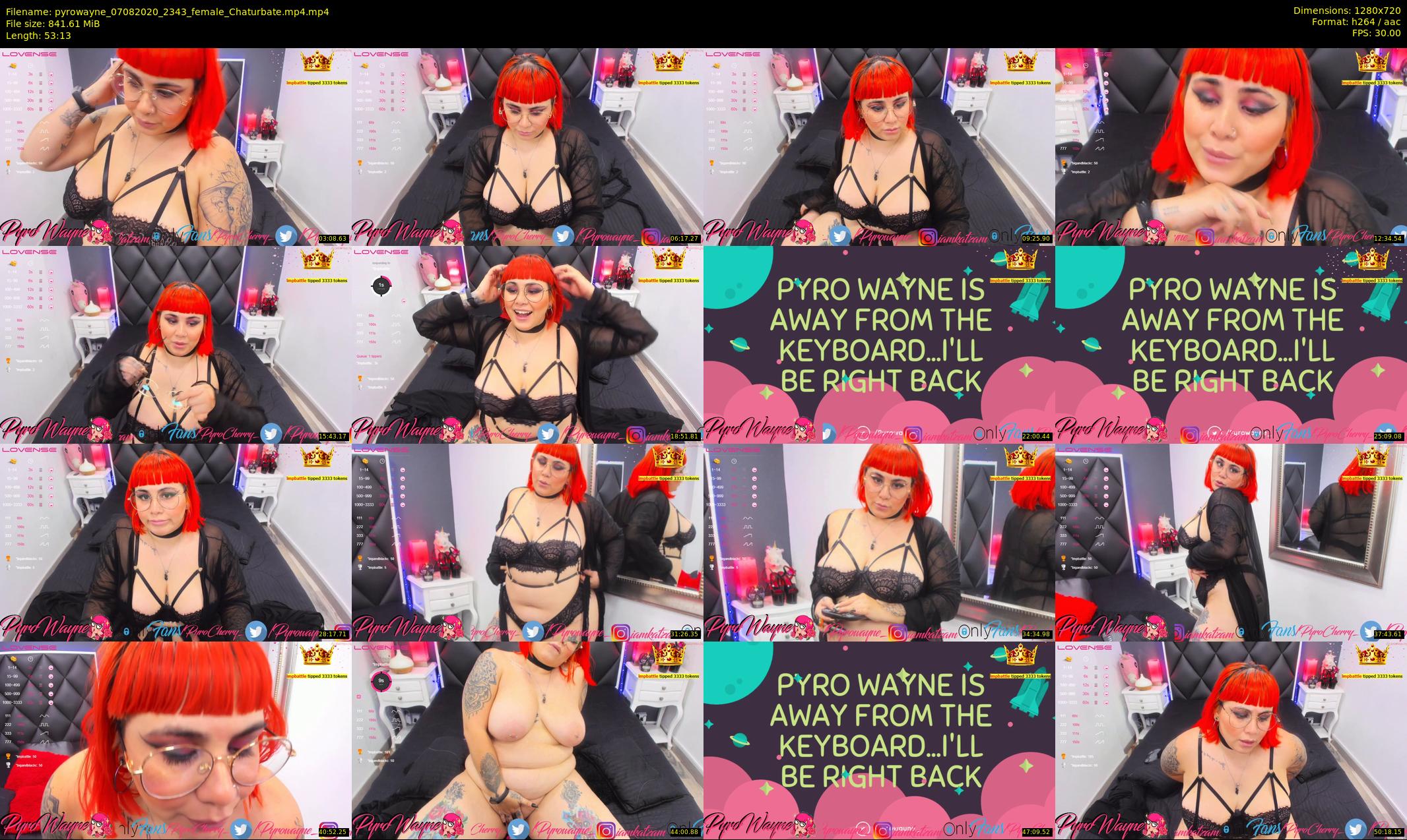 pyrowayne — 54 minute Chaturbate female cam show recording, 720p, Aug 7, 2020