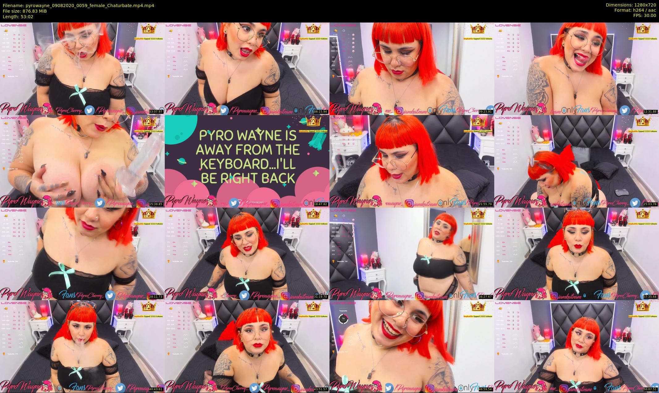 pyrowayne — 54 minute Chaturbate female cam show recording, 720p, Aug 9, 2020