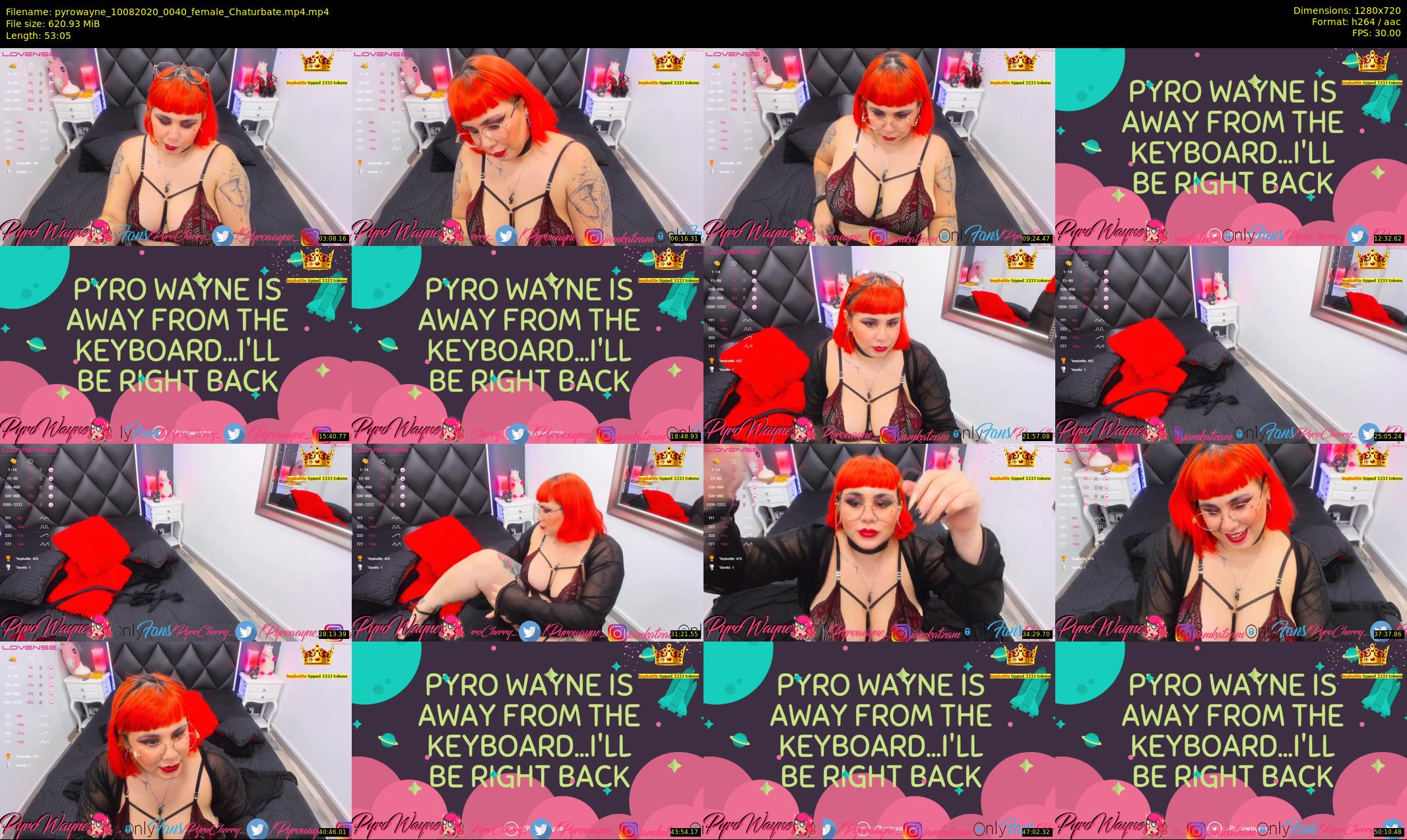 pyrowayne — 54 minute Chaturbate female cam show recording, 720p, Aug 10, 2020