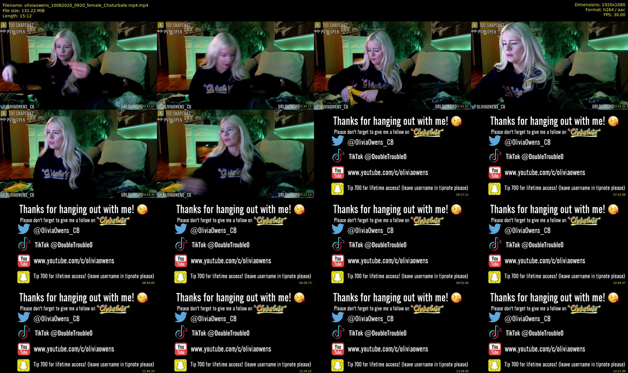 oliviaowens — 16 minute Chaturbate female cam show recording, 1080p, Aug 10, 2020