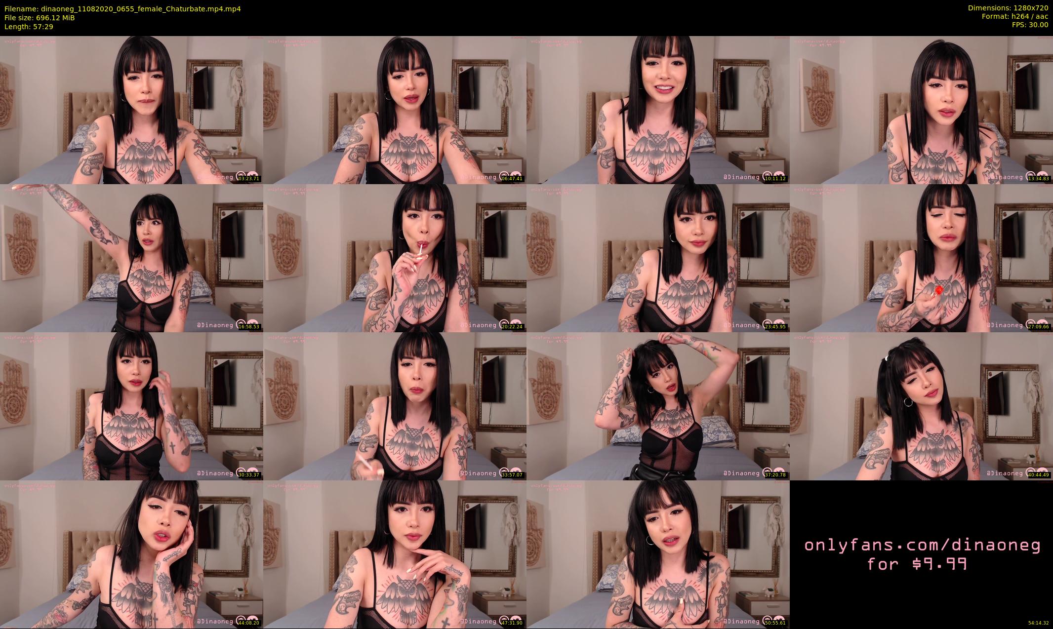 dinaoneg — 58 minute Chaturbate female cam show recording, 720p, Aug 11, 2020